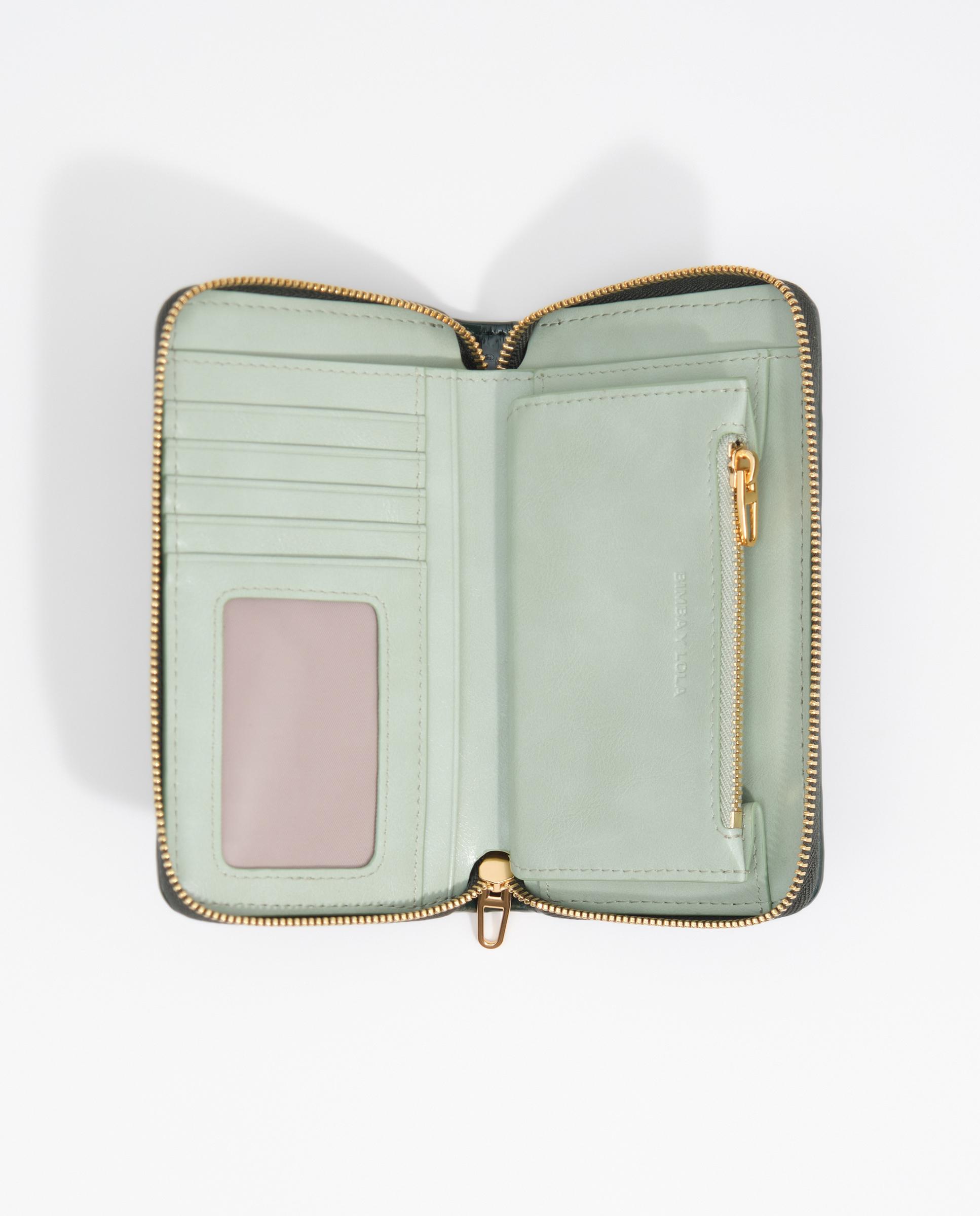 Billetera de mujer cremallera mediana trenzada - Bimba y Lola - Verde oscuro Verde oscuro-4