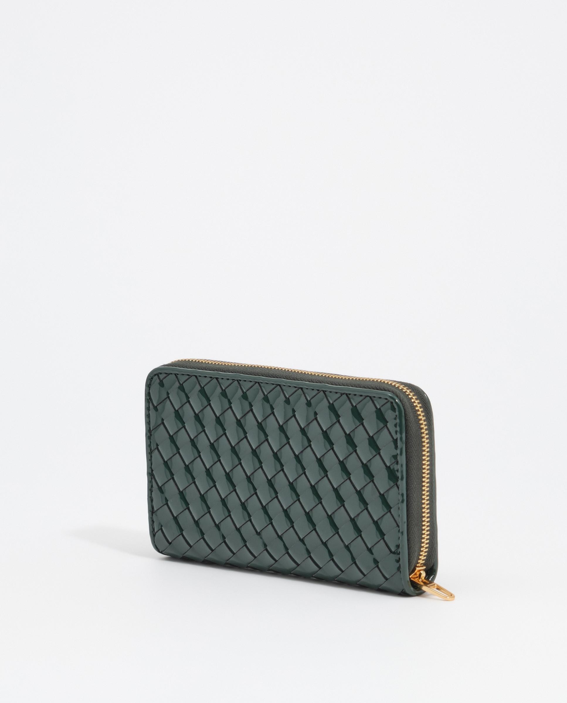 Billetera de mujer cremallera mediana trenzada - Bimba y Lola - Verde oscuro Verde oscuro-6