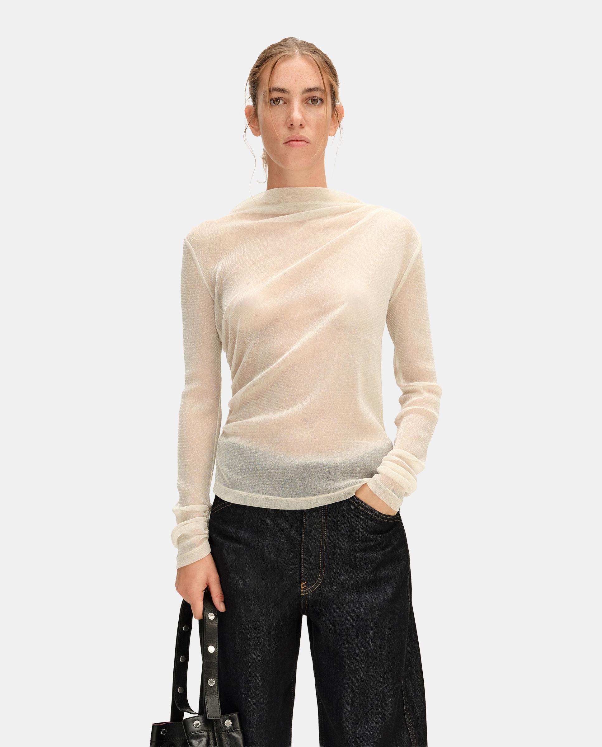 Camiseta de mujer lurex fruncida - Bimba y Lola - Marfil Marfil-1
