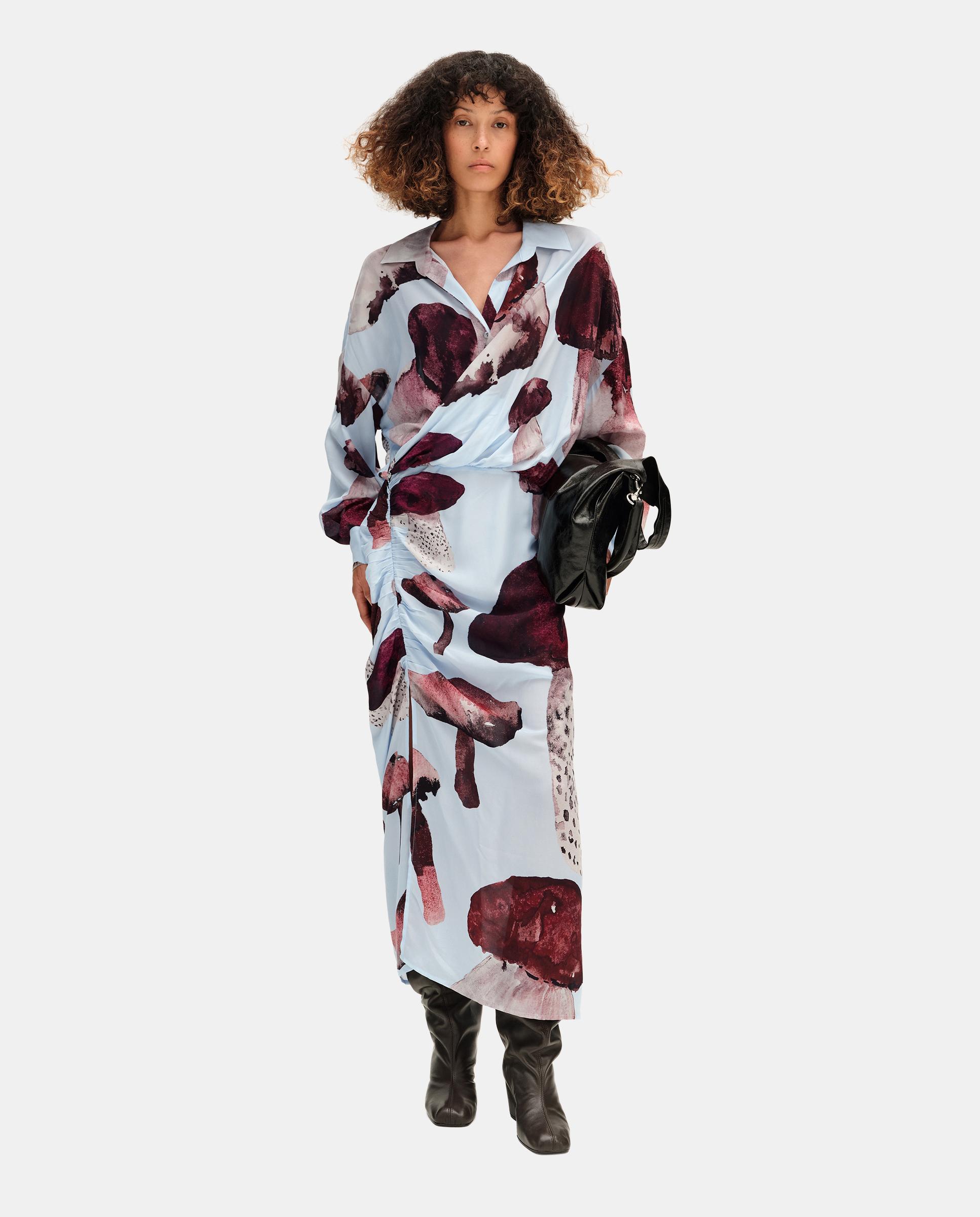 Imagen 1 de Vestido cupro cruzado y fruncido fungi Azul claro