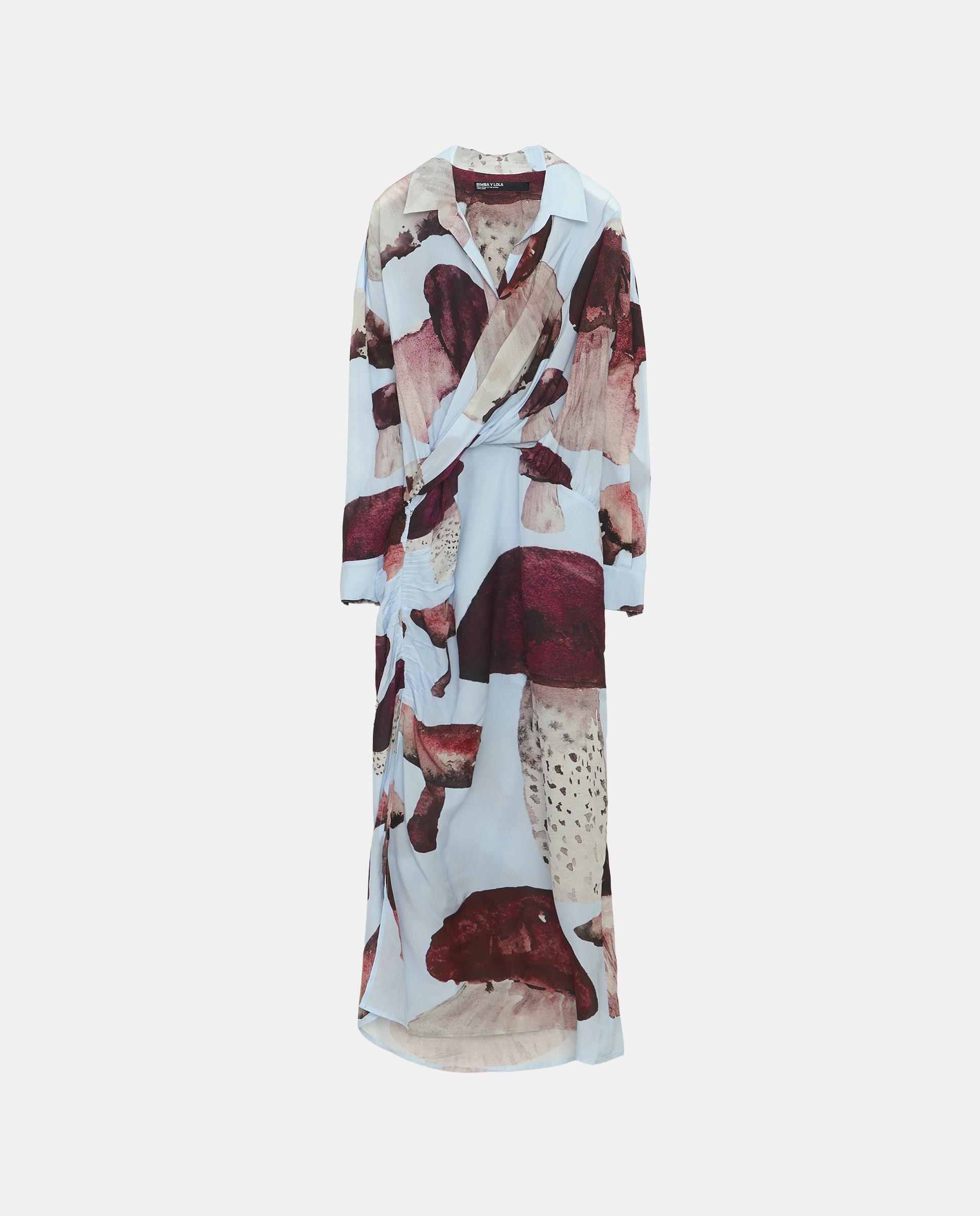Imagen 5 de Vestido cupro cruzado y fruncido fungi - Bimba y Lola - Azul claro Azul claro