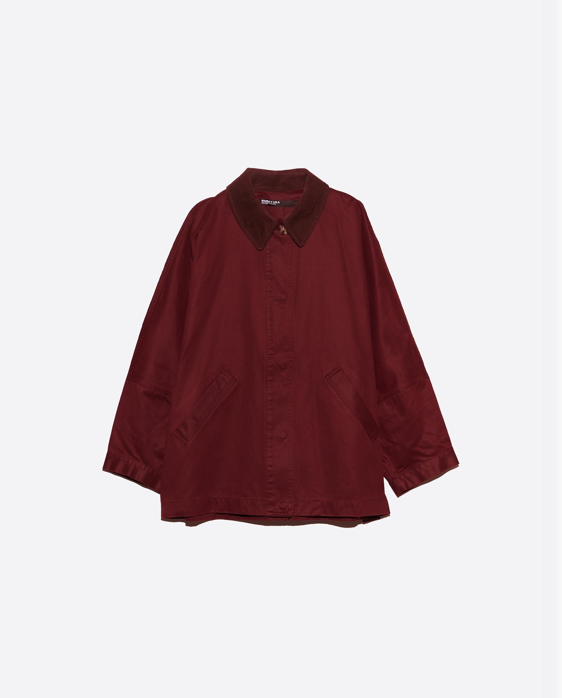 Gabardina de mujer encerada corta - Bimba y Lola - Burdeos Burdeos-6