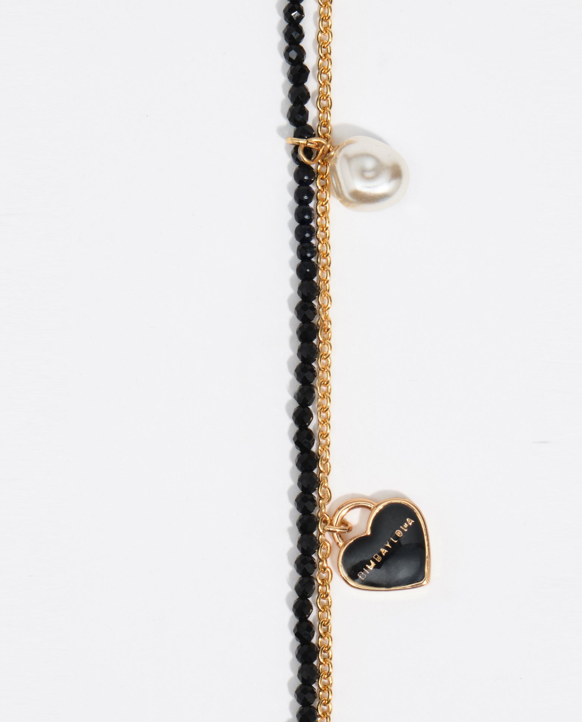 Pulsera doble cadena corazón logo - Bimba y Lola - Dorado Dorado-2