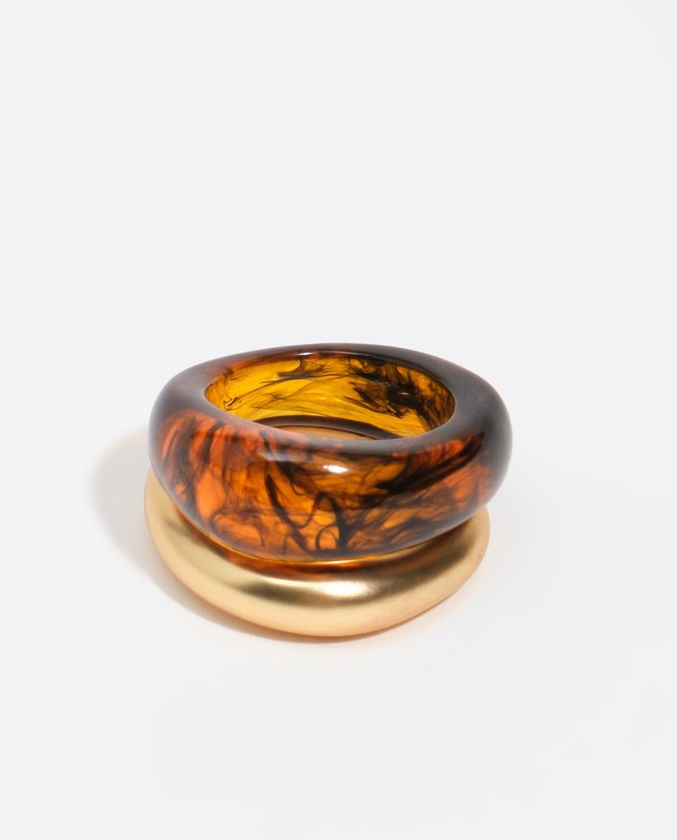 Imagen 0 de Set de 2 anillos resina efecto ámbar Marrón