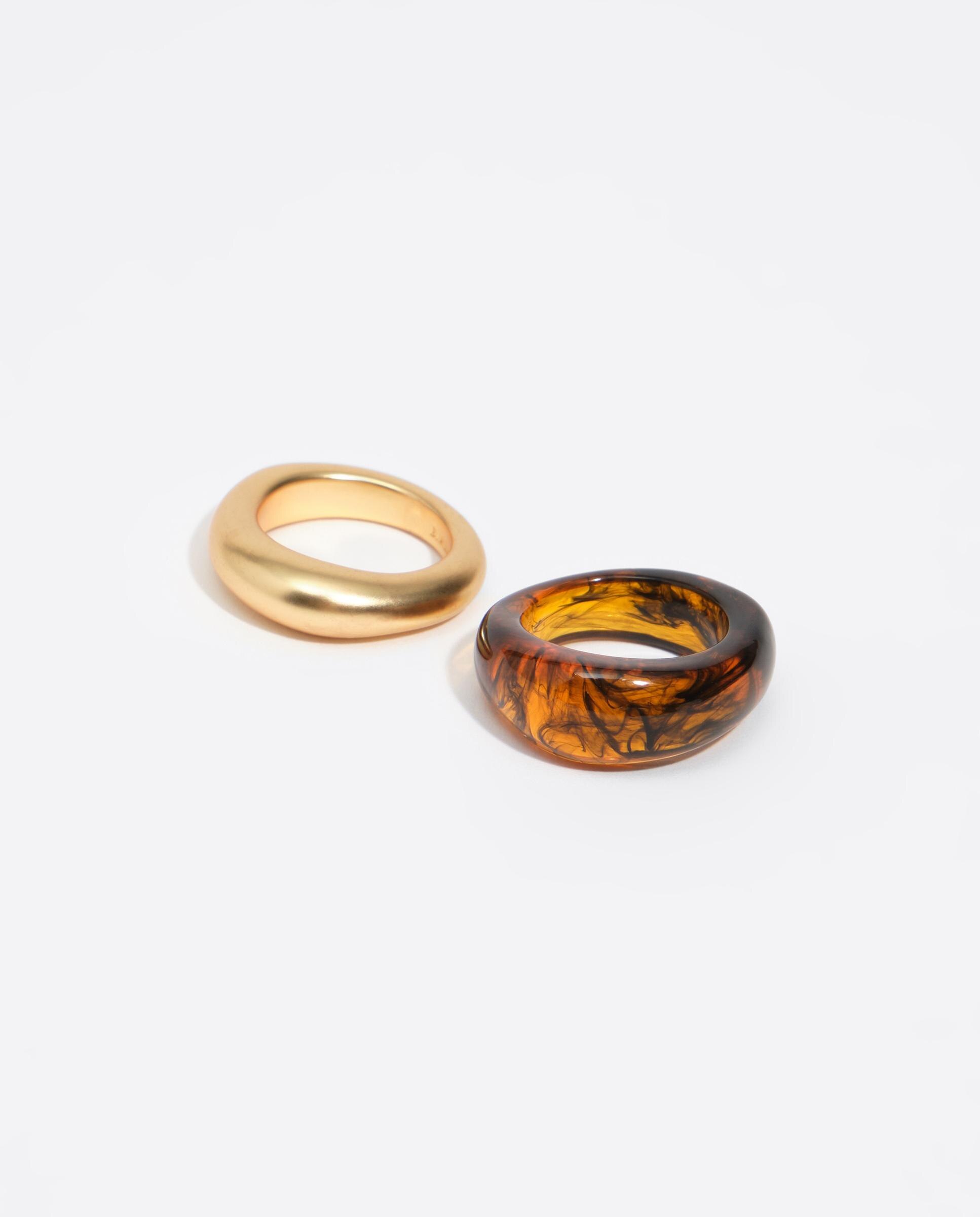 Set de 2 anillos resina efecto ámbar - Bimba y Lola - Marrón Marrón-4