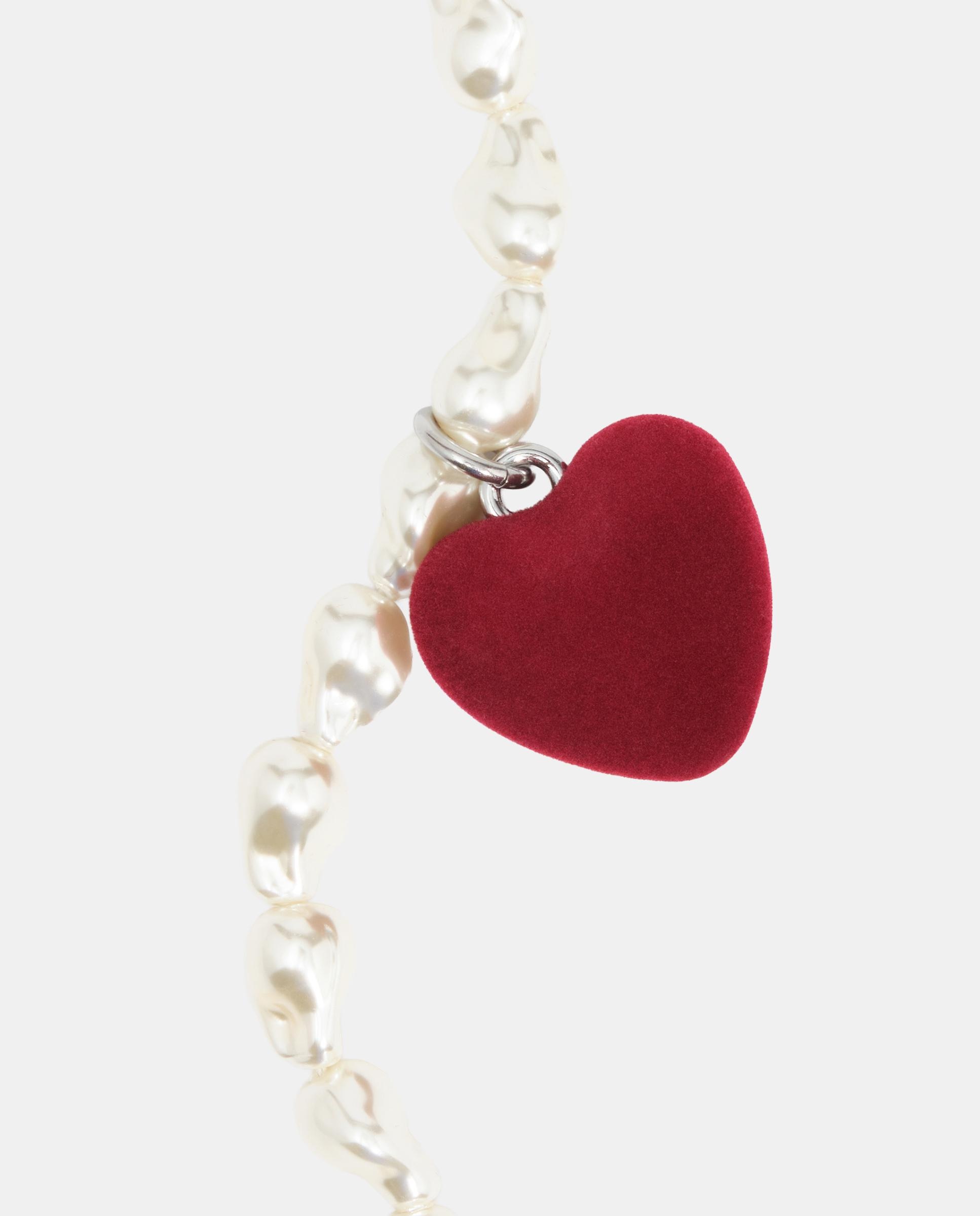Collar perlas corazón flocado - Bimba y Lola - Rojo Rojo-2