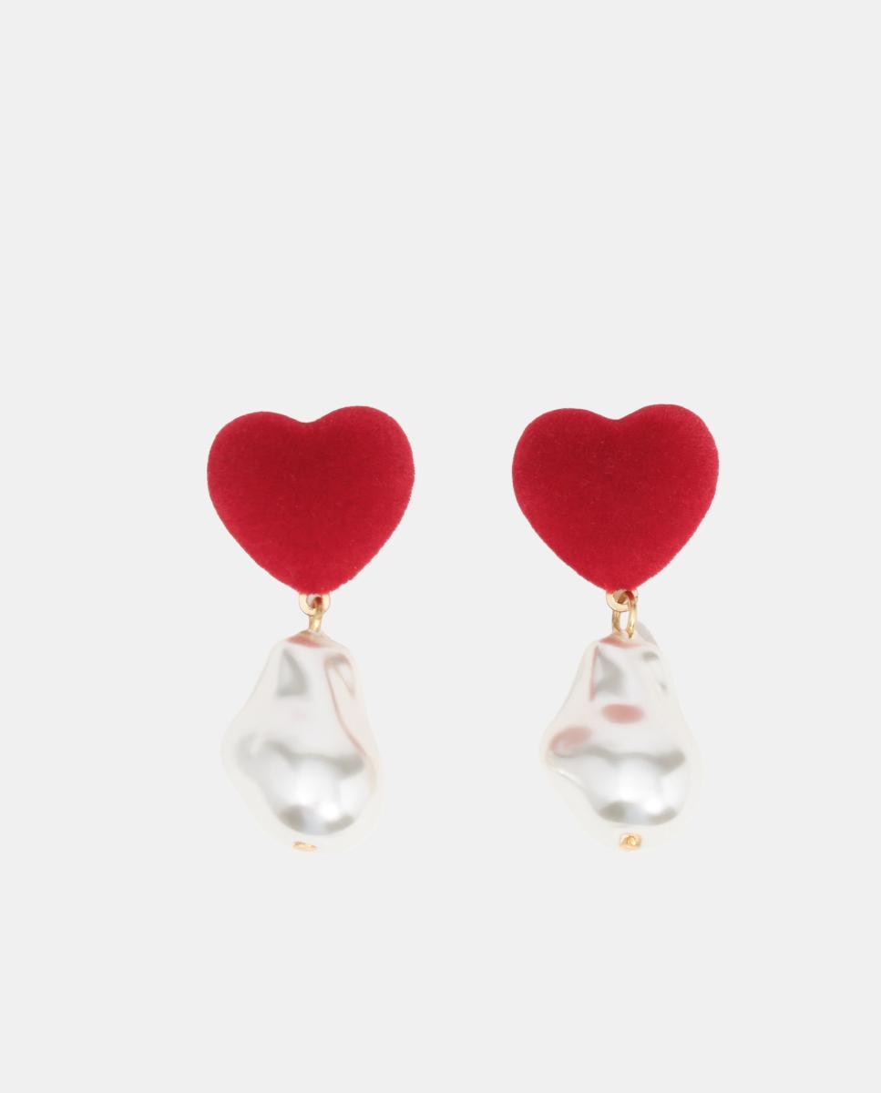 Imagen 1 de Pendientes corazón flocado perlas - Bimba y Lola - Rojo Rojo