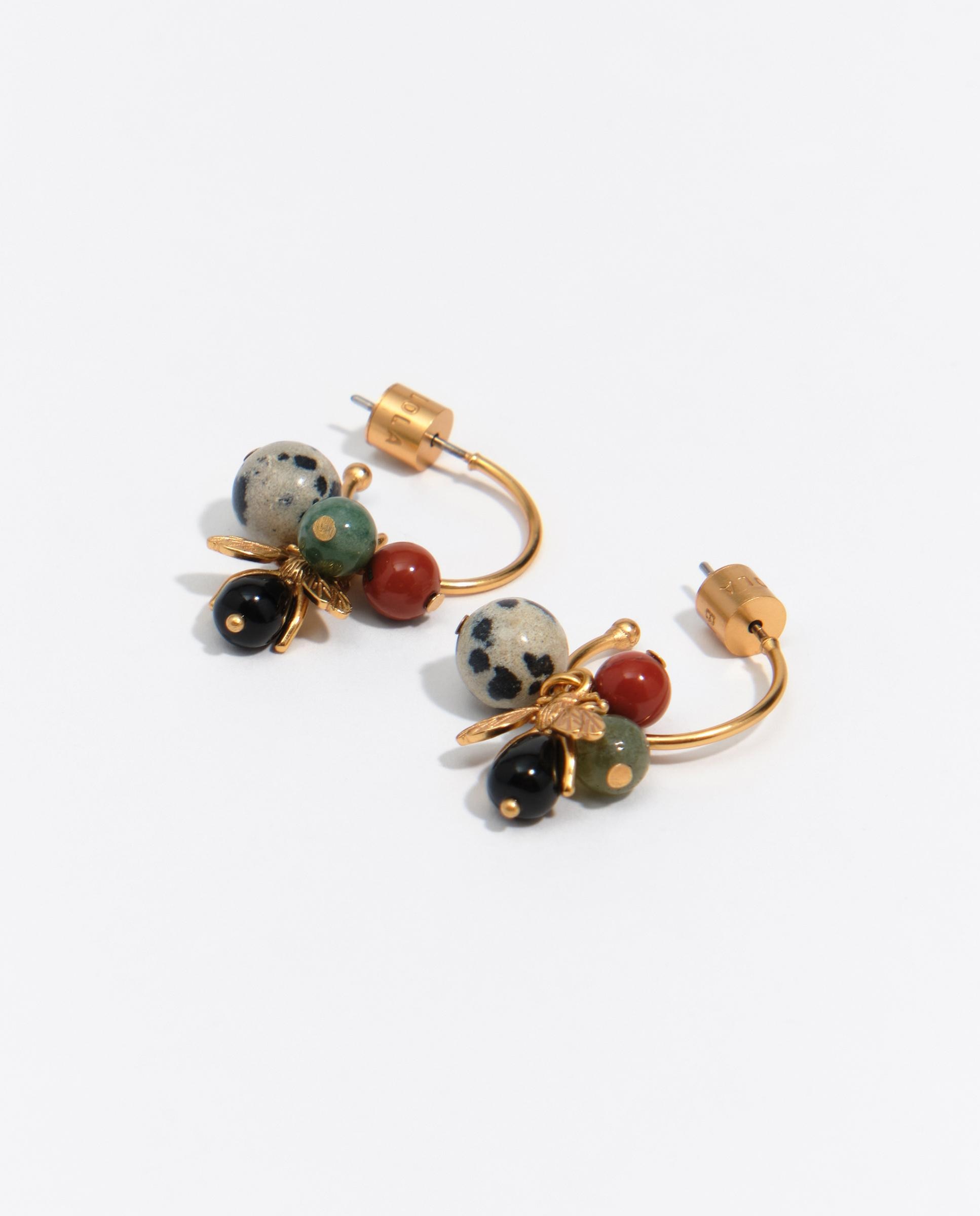 Pendientes aro mediano piedras y abeja - Bimba y Lola - Dorado Dorado-3