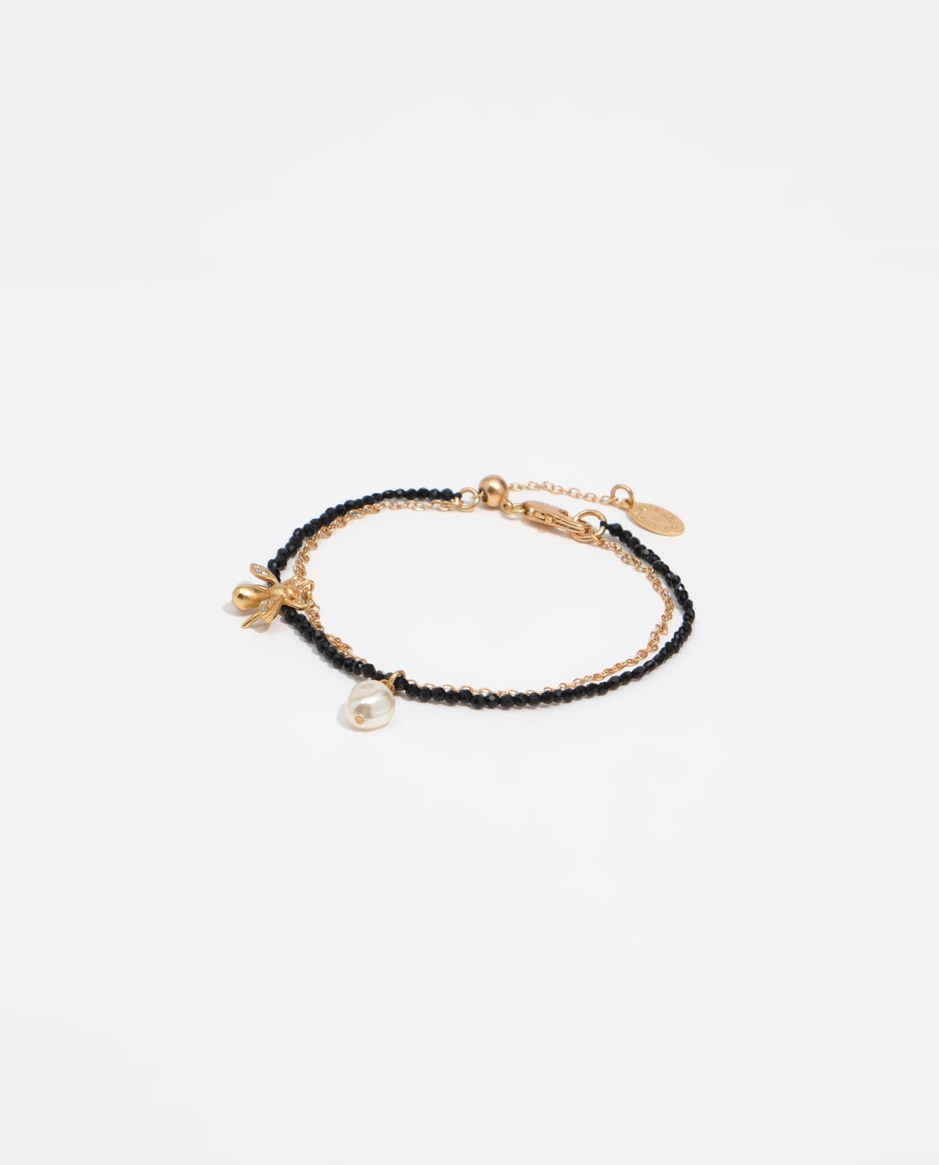 Imagen 0 de Pulsera doble cadena cristales abeja Dorado