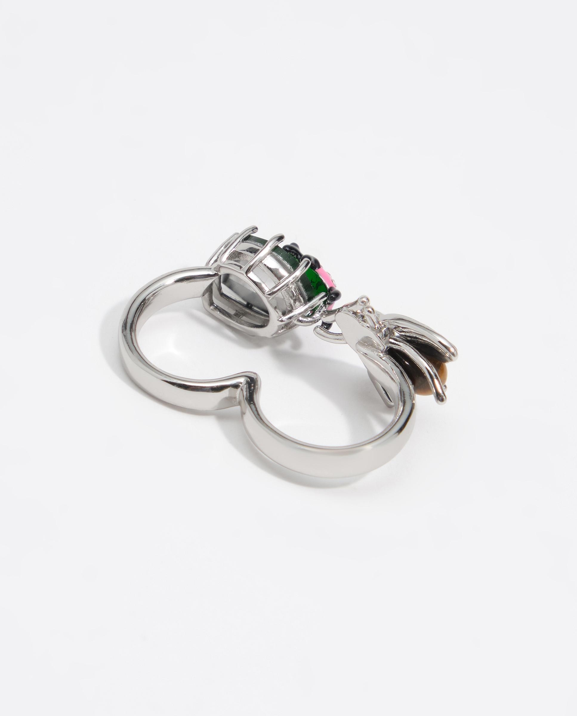 Anillo doble cristales y abeja - Bimba y Lola - Plateado Plateado-3