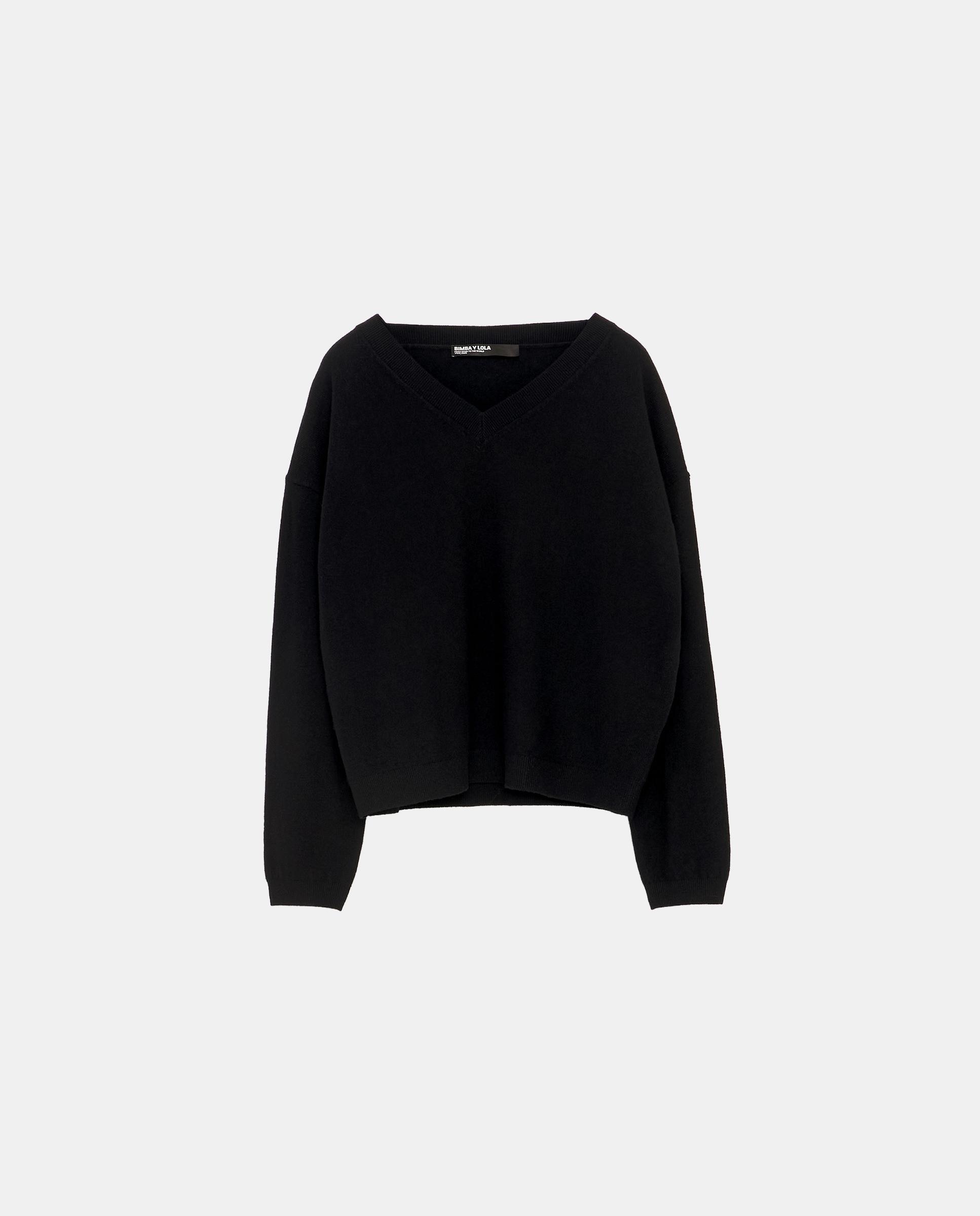 Jersey de mujer lana escote v - Bimba y Lola - Antracita Antracita-5