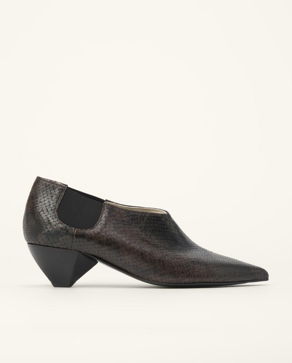 Imagen 1 de Zapatos de salón de mujer tacón abotinado piel - Bimba y Lola - Marrón oscuro Marrón oscuro