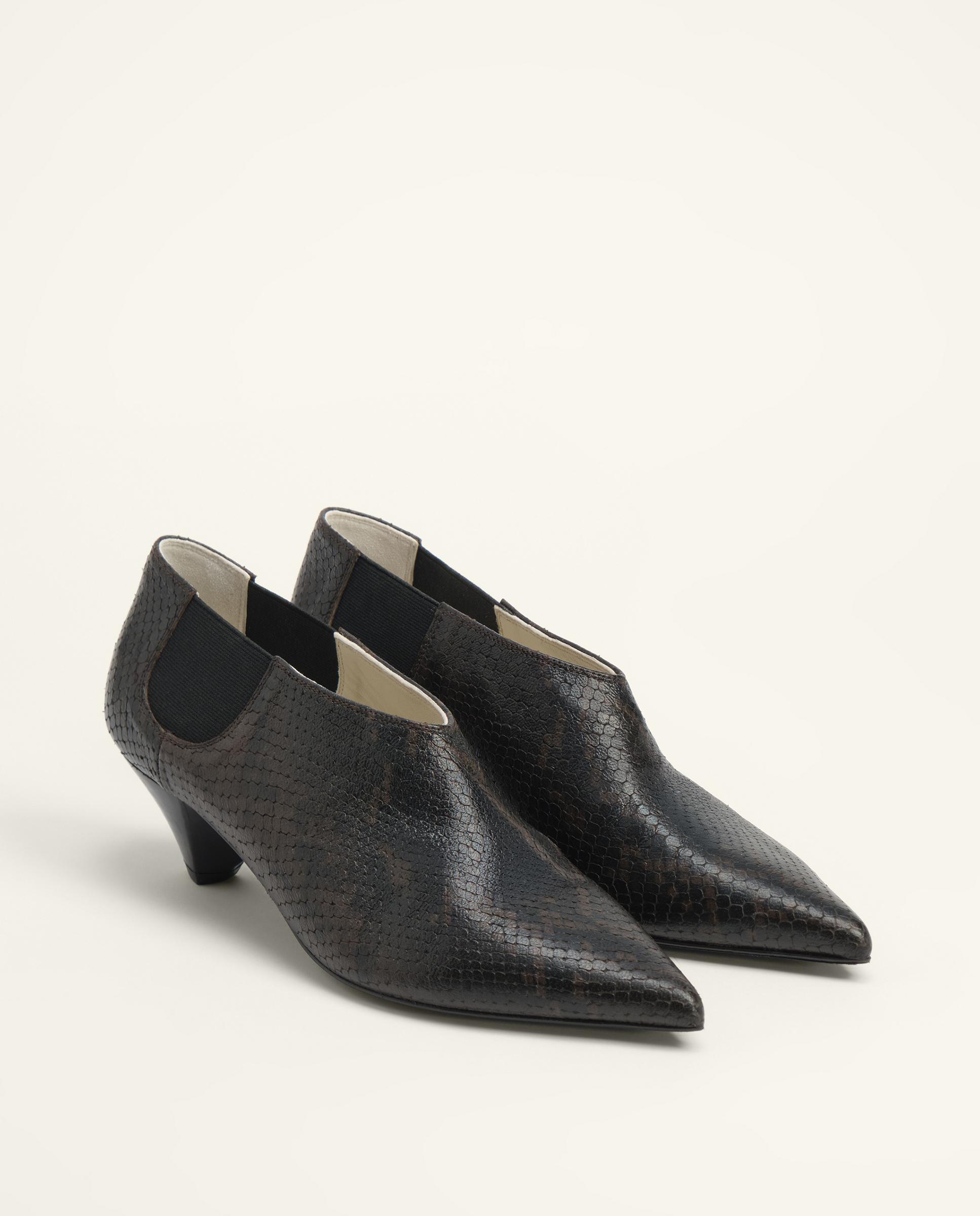Imagen 3 de Zapatos de salón de mujer tacón abotinado piel - Bimba y Lola - Marrón oscuro Marrón oscuro