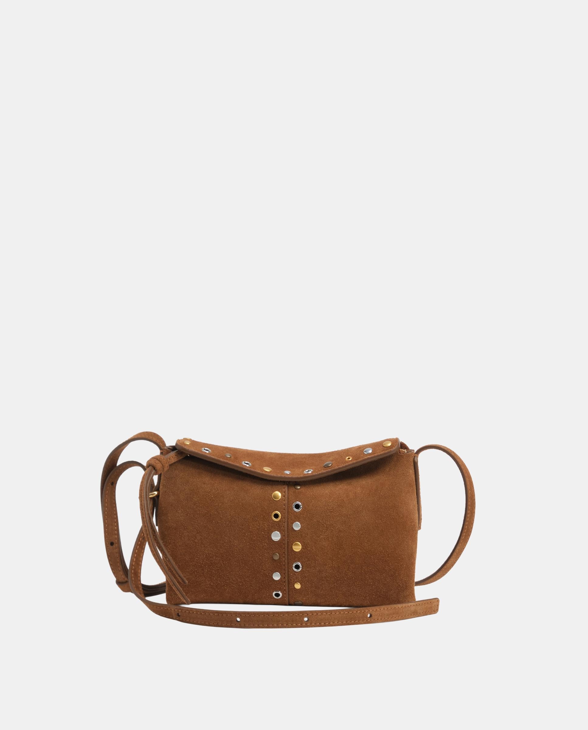 Bandolera de mujer pequeño serraje tachas - Bimba y Lola - Tabaco Tabaco-1