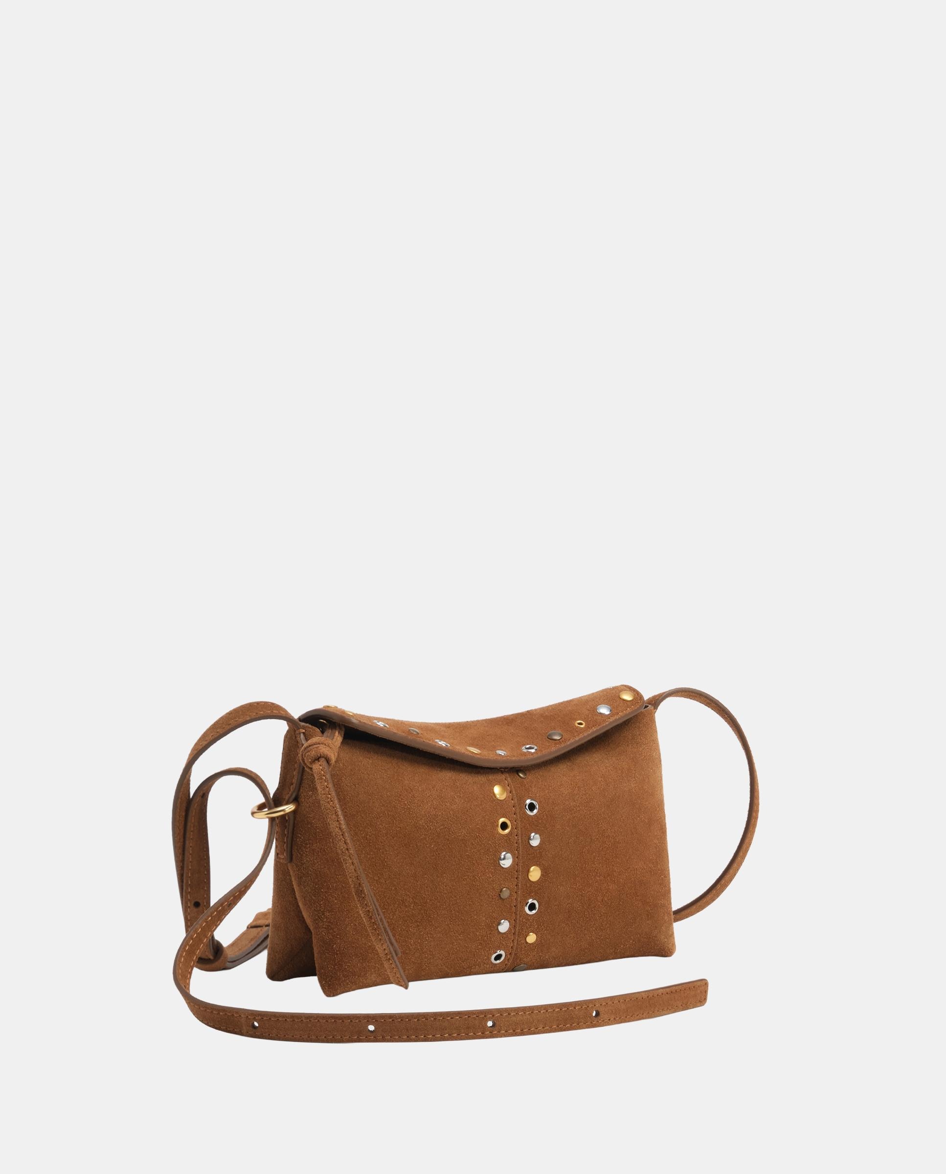 Bandolera de mujer pequeño serraje tachas - Bimba y Lola - Tabaco Tabaco-3