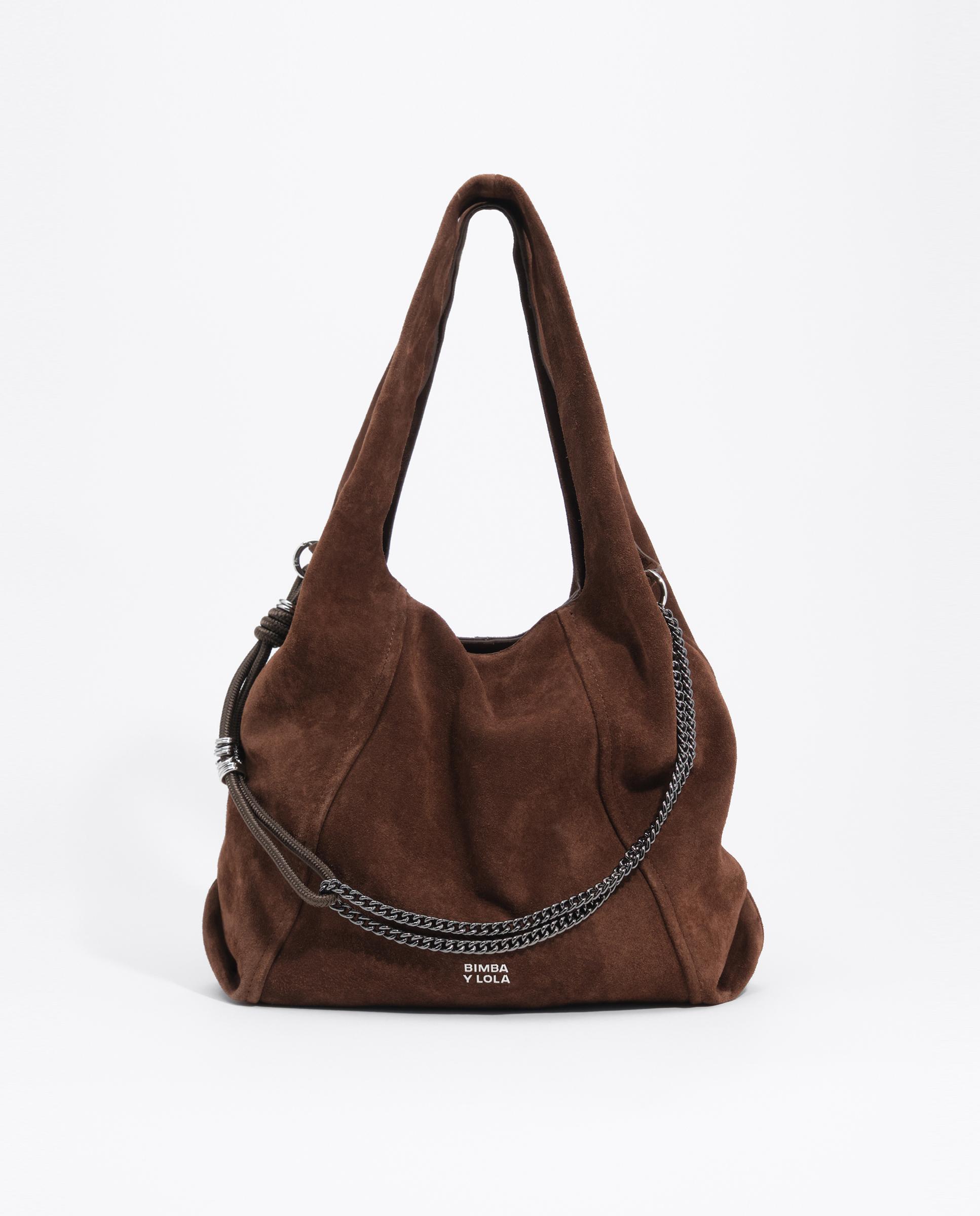 Bolso de hombro de mujer paper grande serraje - Bimba y Lola - Marrón Marrón-1