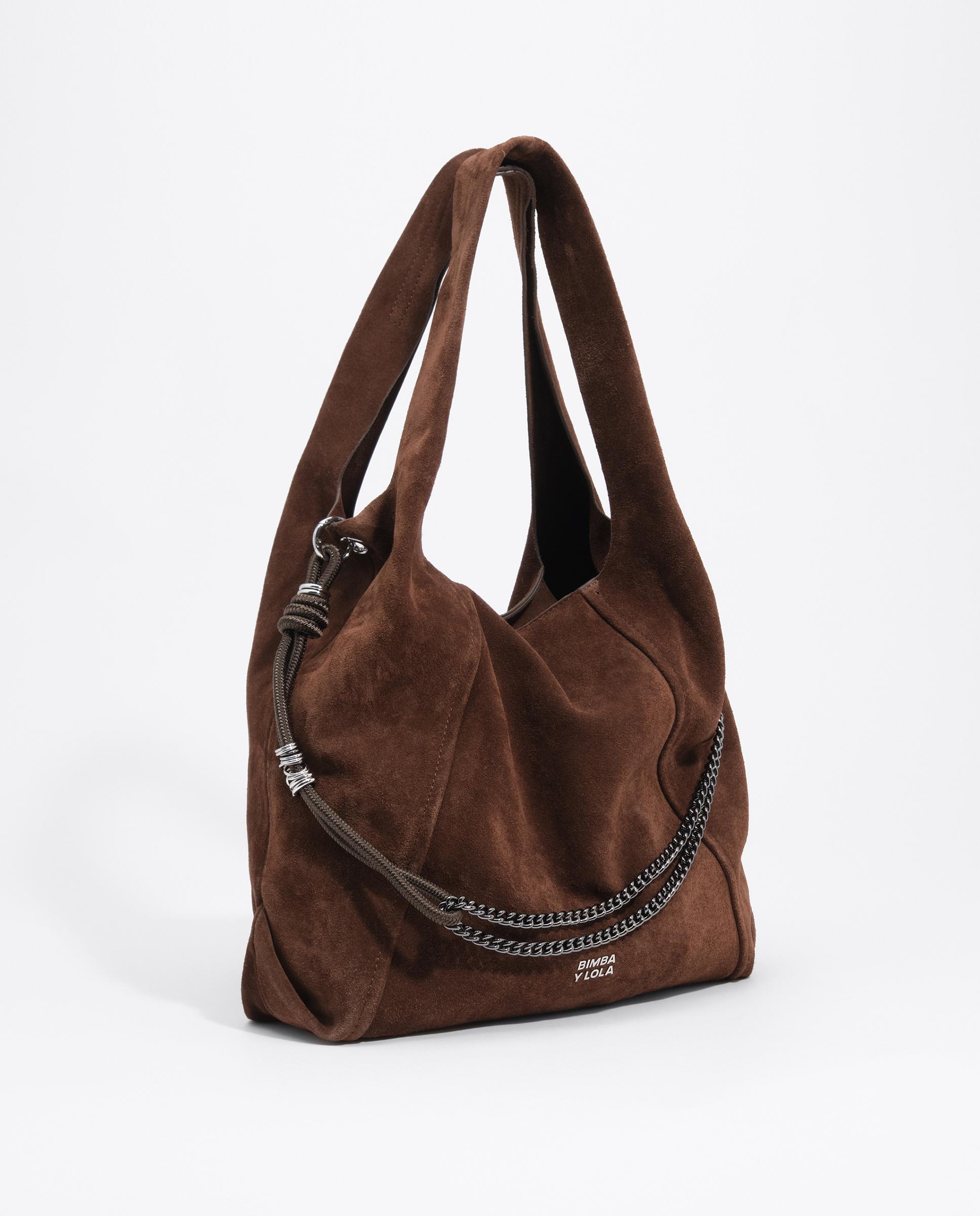 Bolso de hombro de mujer paper grande serraje - Bimba y Lola - Marrón Marrón-3