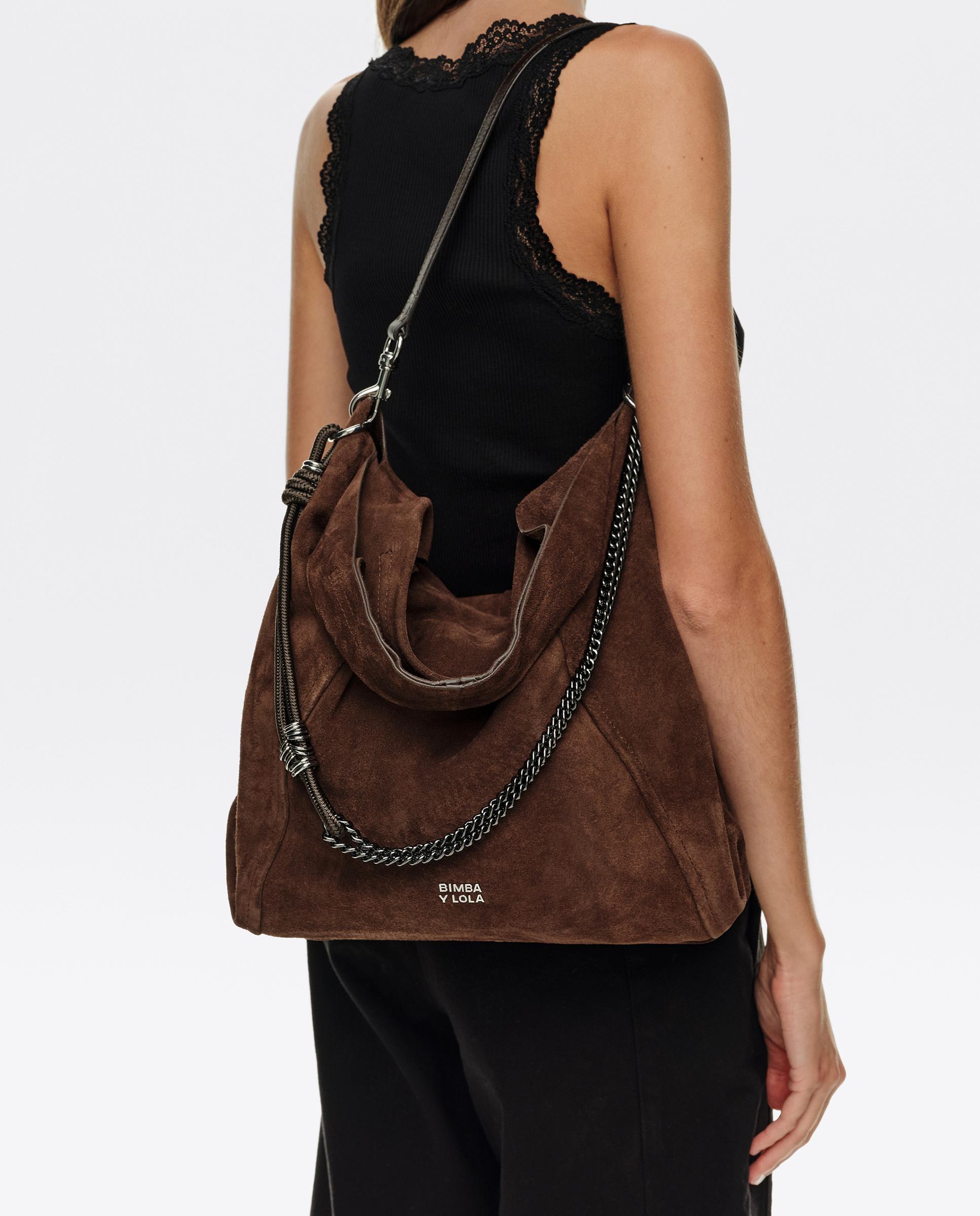Bolso de hombro de mujer paper grande serraje - Bimba y Lola - Marrón Marrón-2