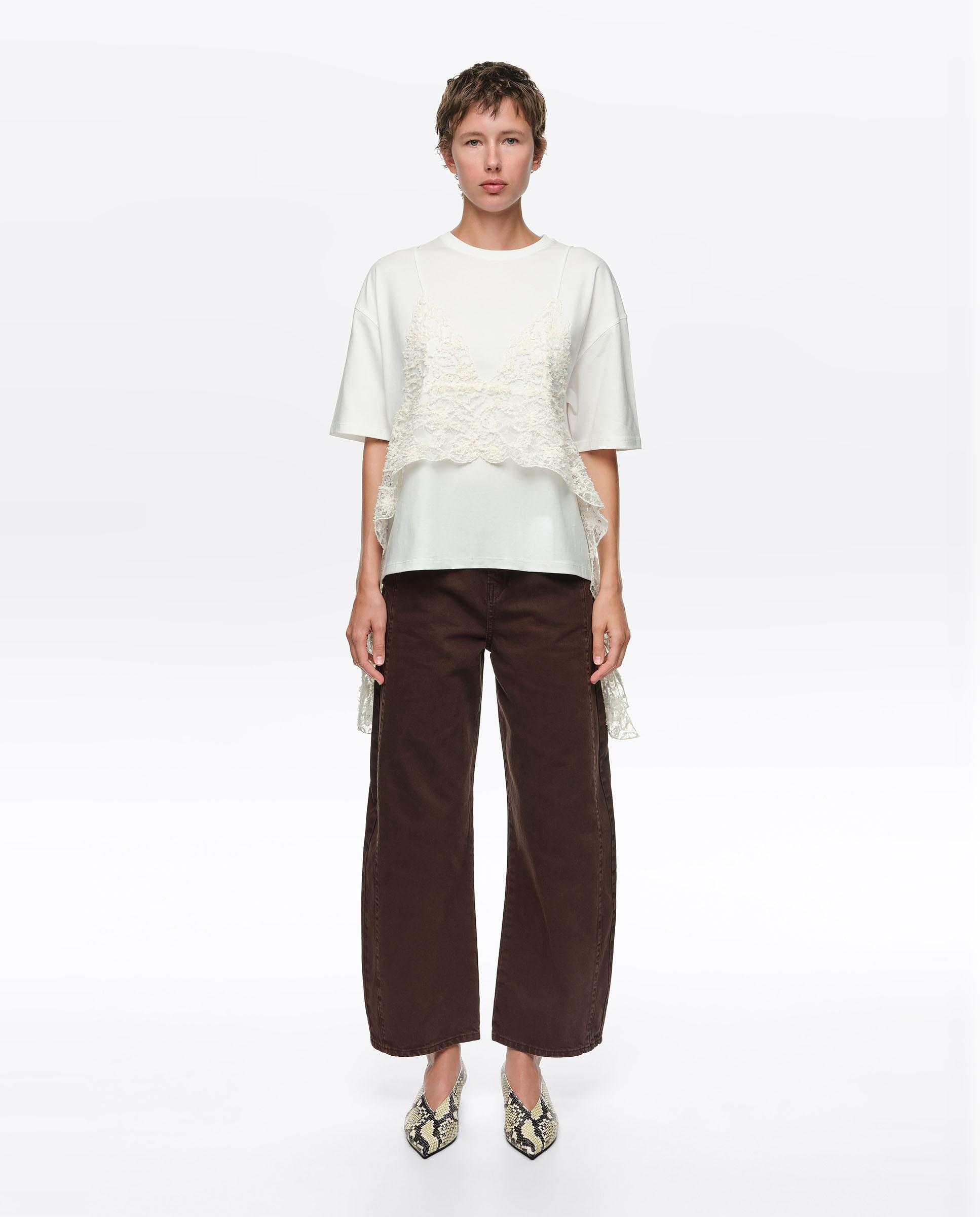 Pantalones anchos de mujer barrel denim - Bimba y Lola - Marrón chocolate Marrón chocolate-1