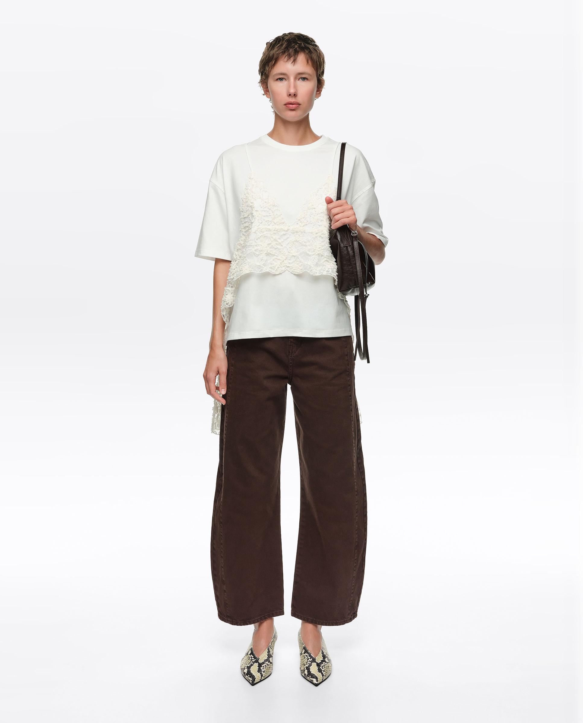 Pantalones anchos de mujer barrel denim - Bimba y Lola - Marrón chocolate Marrón chocolate-5