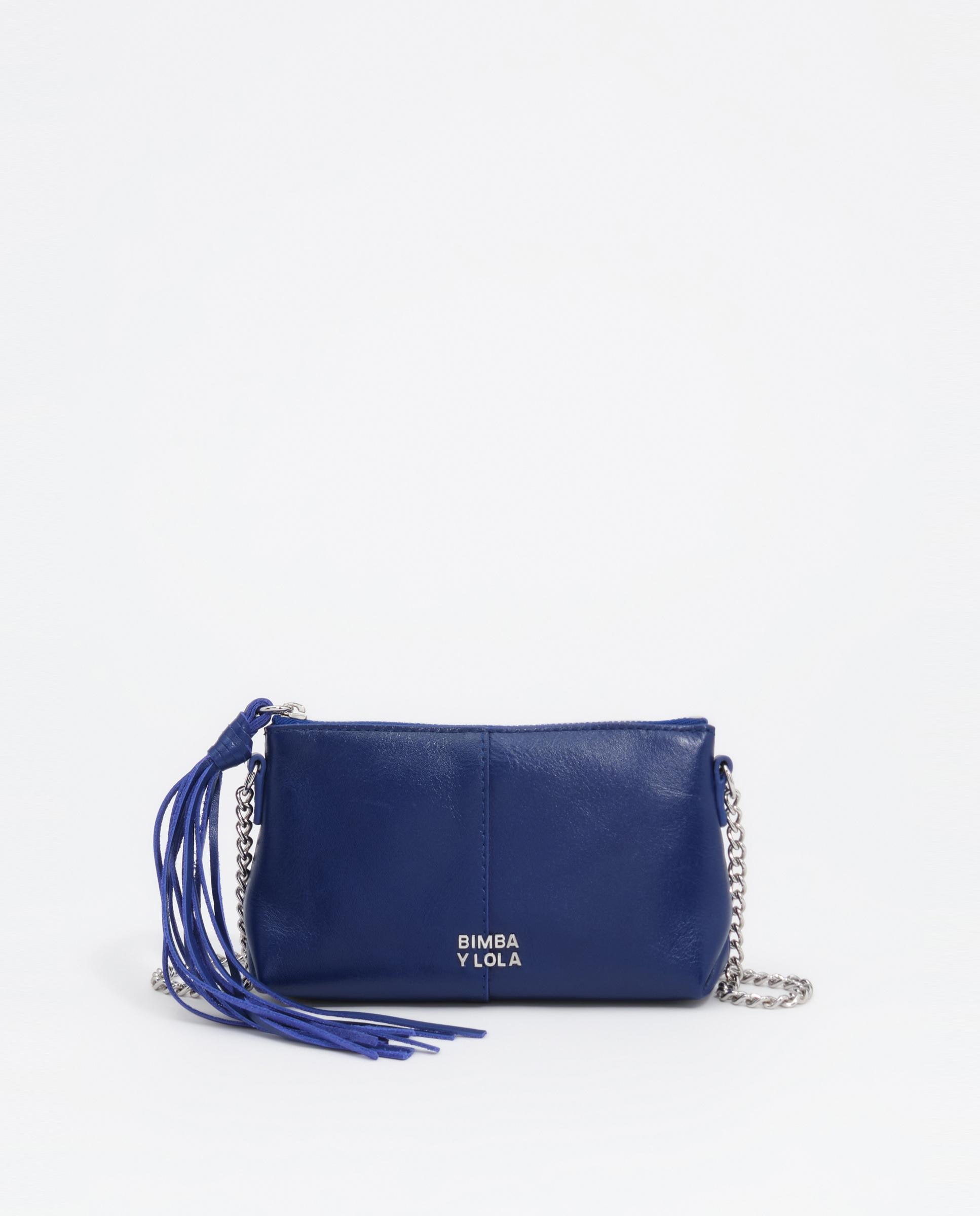 Imagen 0 de Minibolso piel flecos azul eléctrico Azul eléctrico
