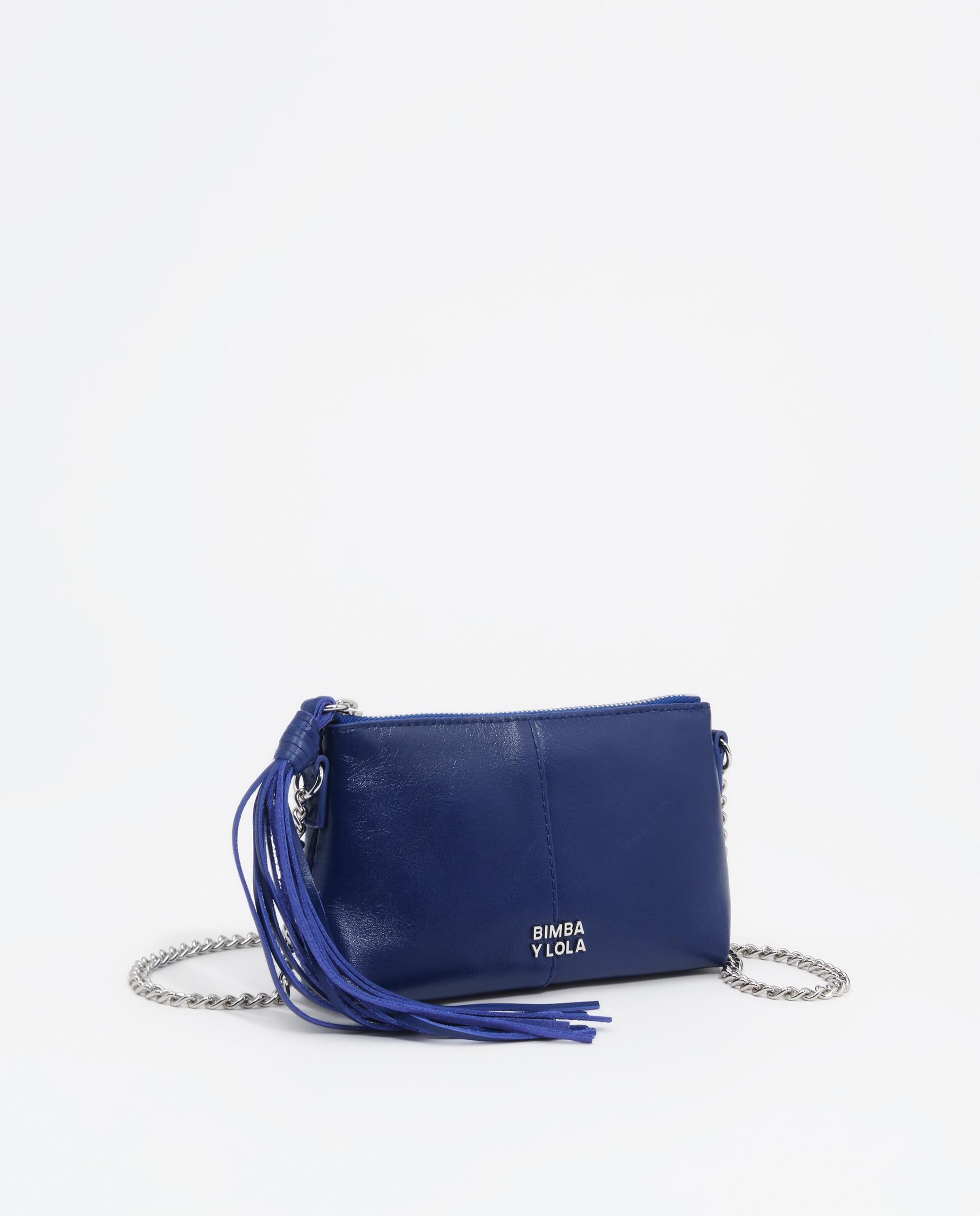 Minibolso piel flecos - Bimba y Lola - Azul eléctrico Azul eléctrico-3