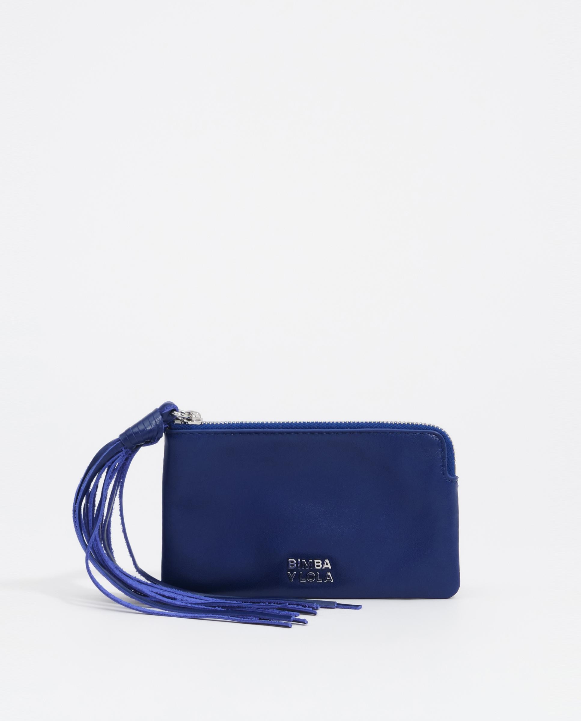 Monedero de mujer pequeño piel flecos - Bimba y Lola - Azul eléctrico Azul eléctrico-1