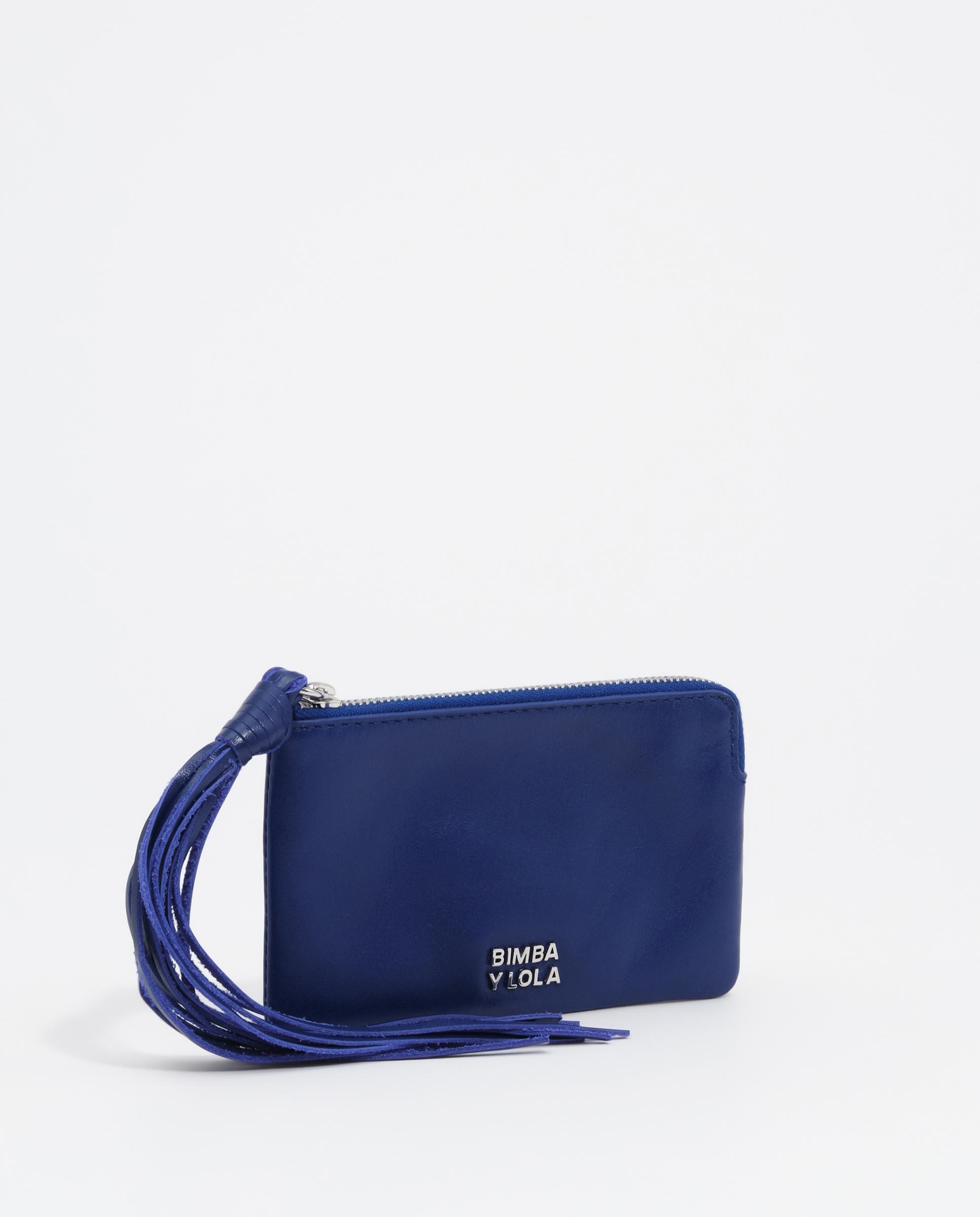 Monedero de mujer pequeño piel flecos - Bimba y Lola - Azul eléctrico Azul eléctrico-3
