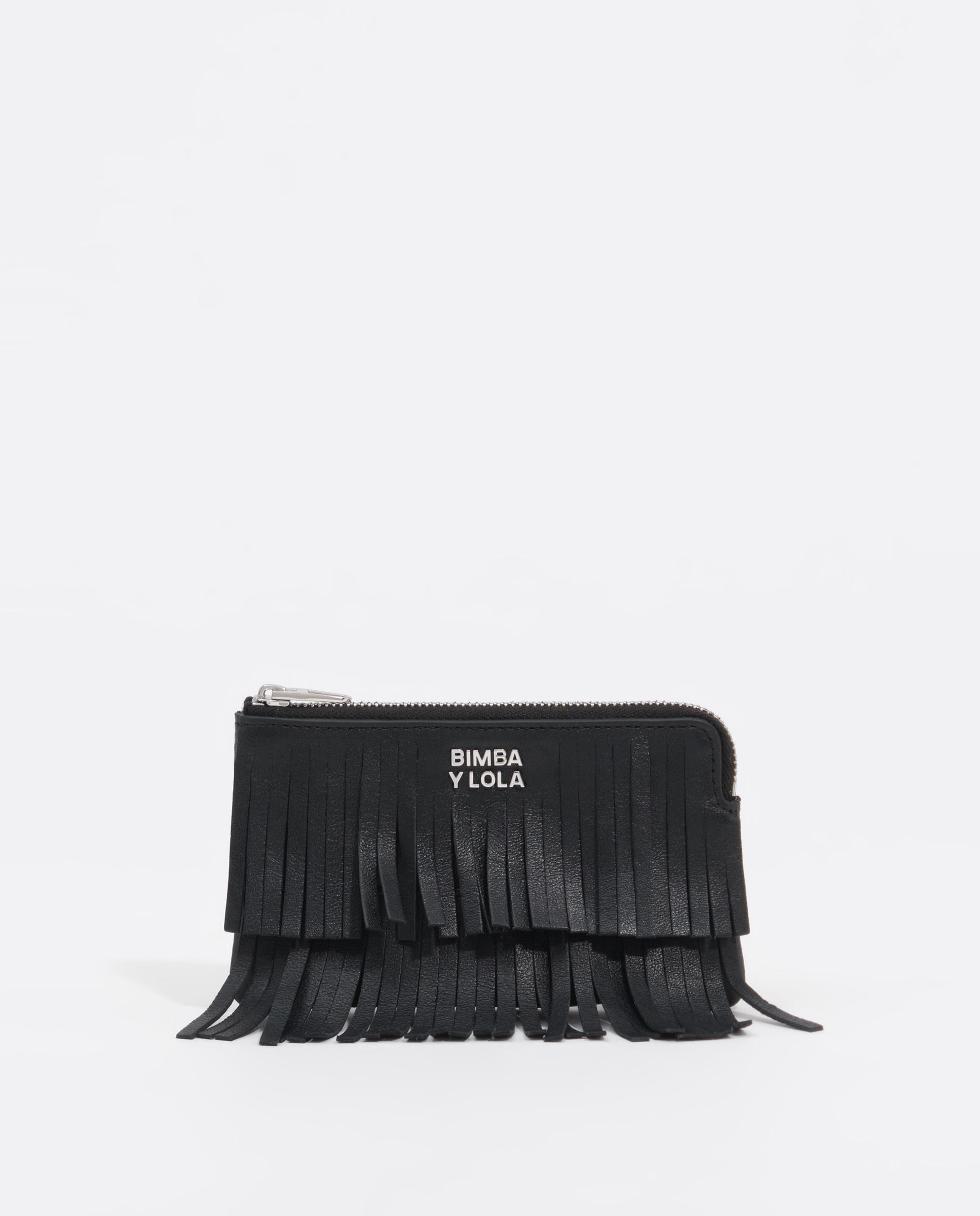 Monedero de mujer pequeño piel flecos - Bimba y Lola - Negro Negro-1