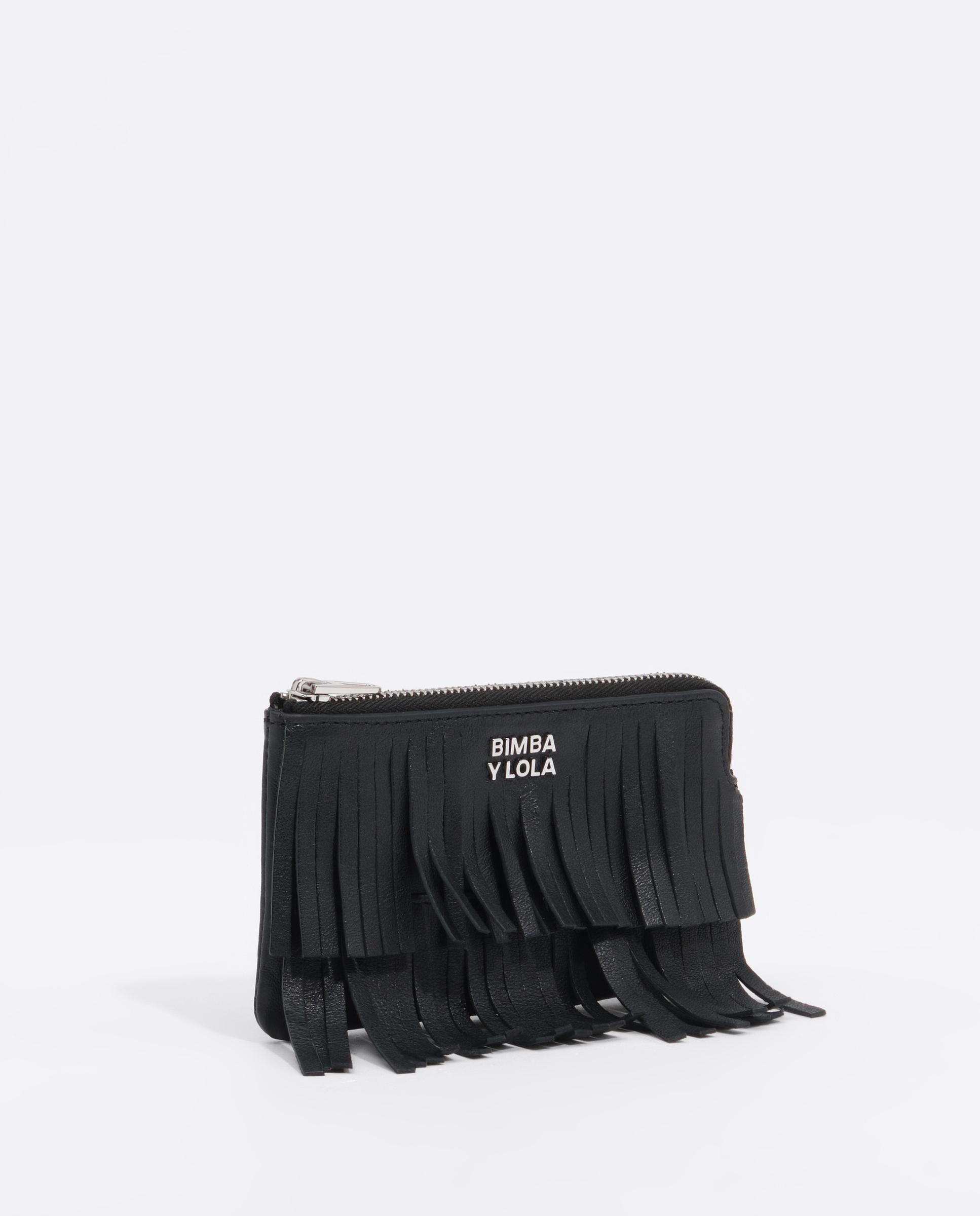 Monedero de mujer pequeño piel flecos - Bimba y Lola - Negro Negro-3