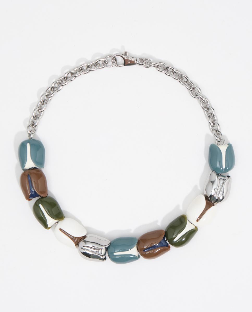 Collar choker cristales con cadena y lazo dorado - Bimba y Lola - Perla Perla-1
