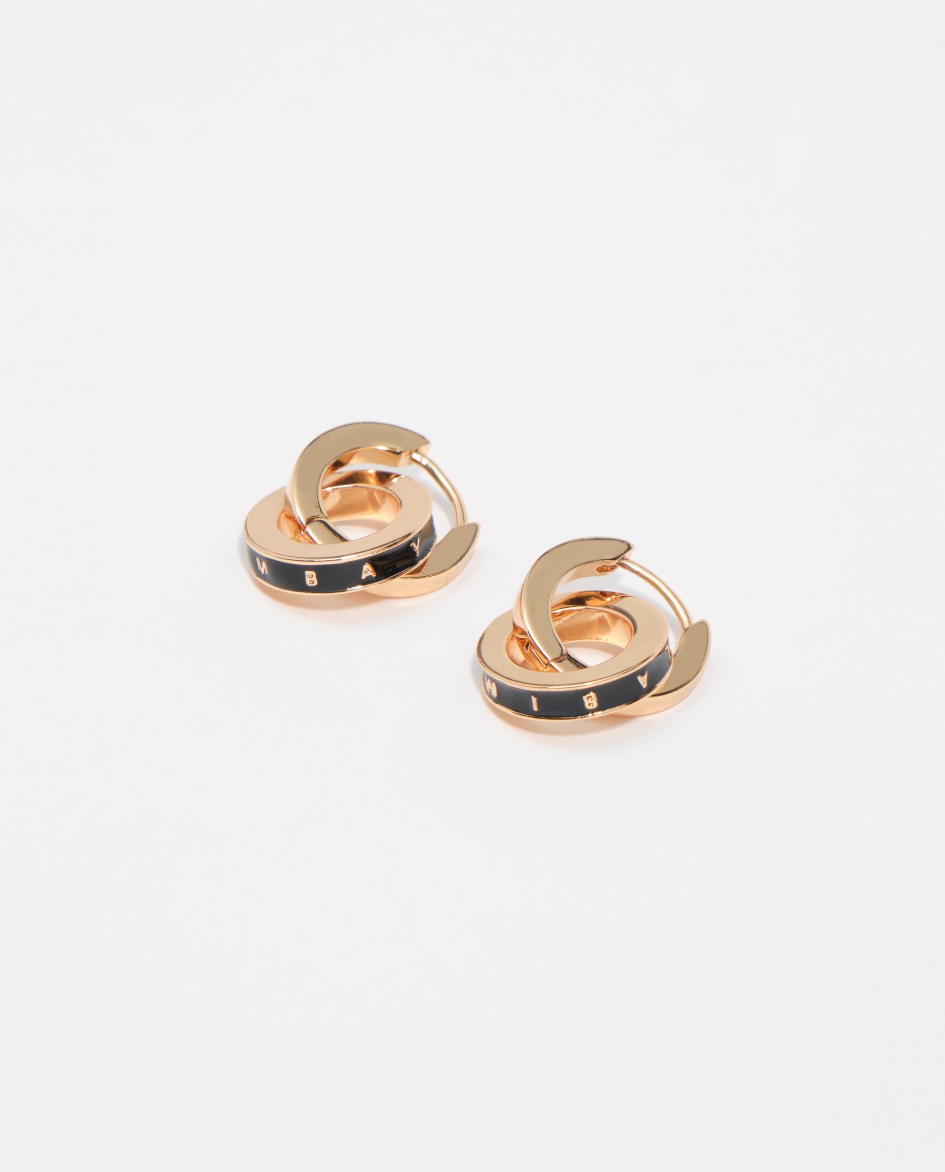 Pendientes doble aro mediano logo - Bimba y Lola - Negro Negro-2