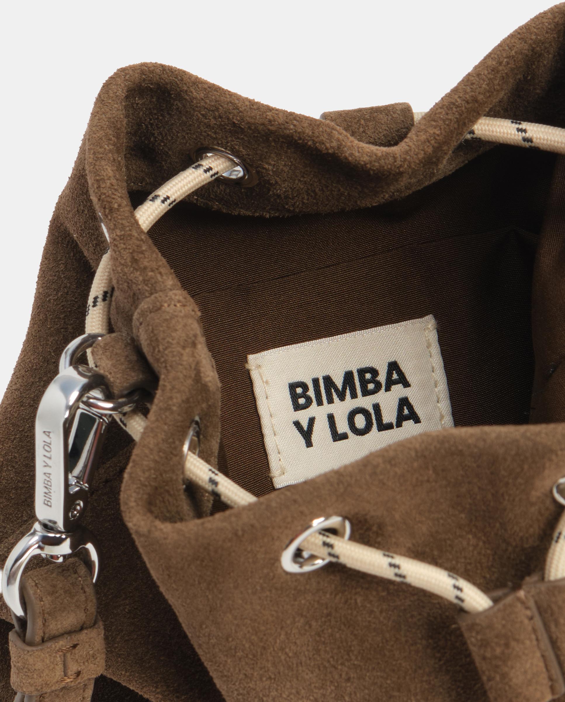 Bolso de mano de mujer bucket algodón y serraje - Bimba y Lola - Kaki Kaki-4