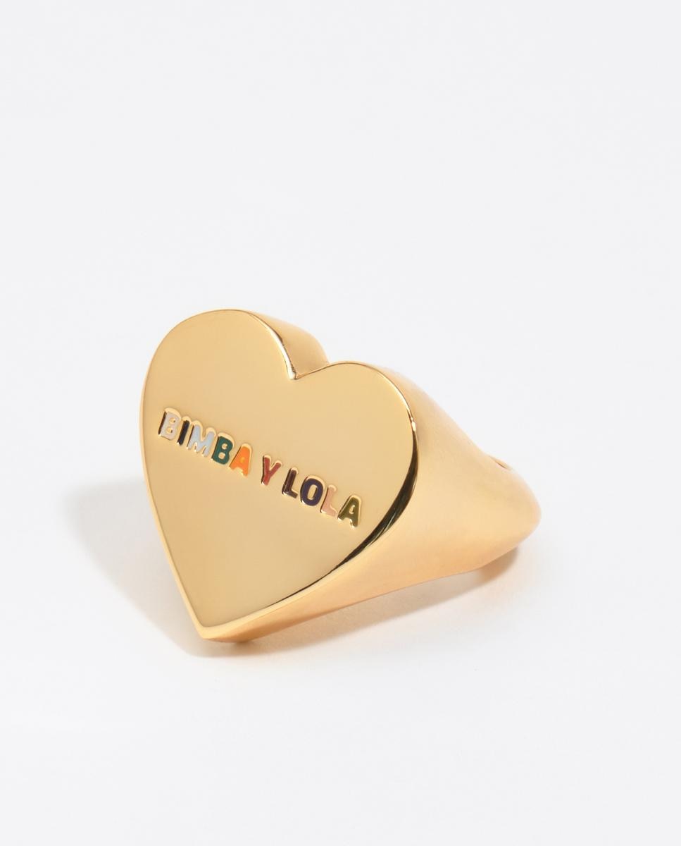 Imagen 0 de Anillo corazón logo Dorado
