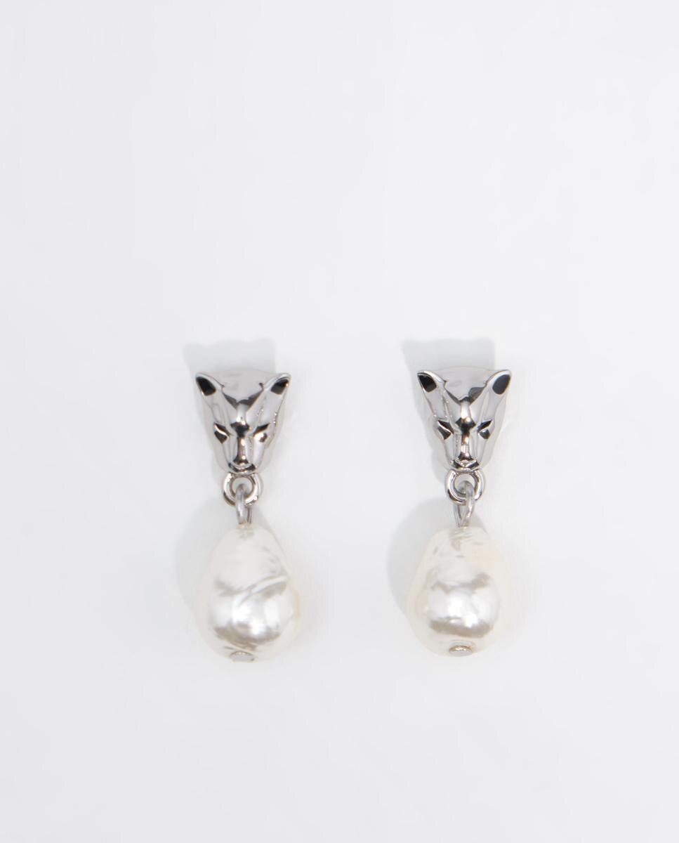 Imagen 1 de Pendientes cabeza panteras y perlas - Bimba y Lola - Plateado Plateado