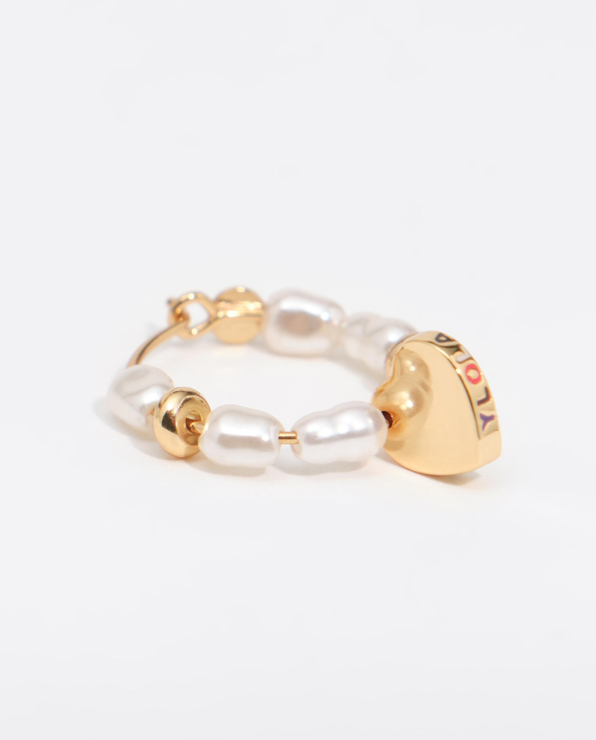 Pendientes aro mediano perlas y corazón logo - Bimba y Lola - Perla Perla-3