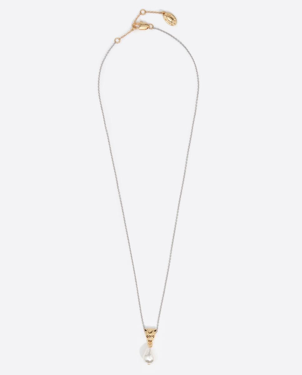 Imagen 0 de Collar bicolor cabeza pantera y perla Dorado
