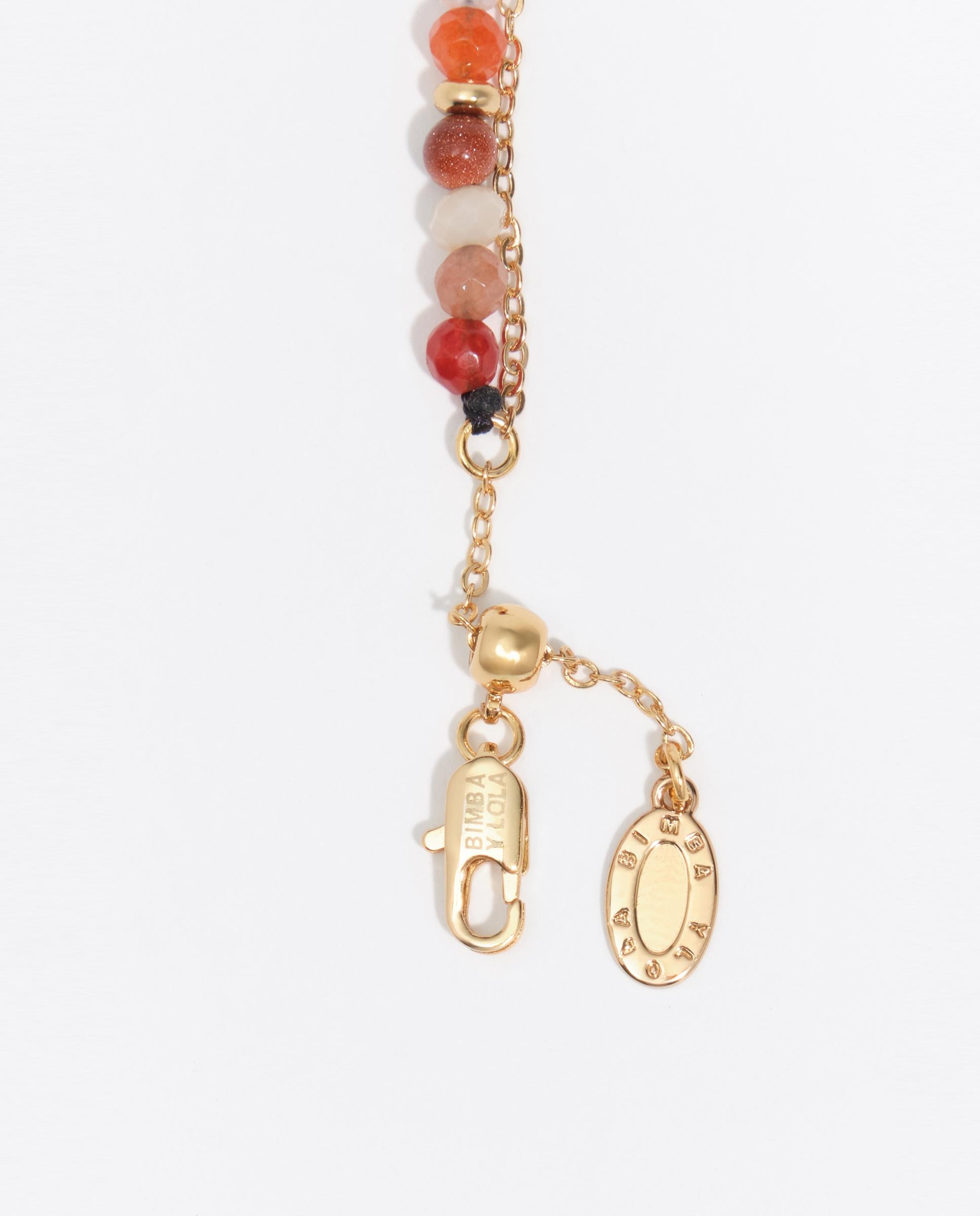 Pulsera doble cadena corazón logo piedras - Bimba y Lola - Dorado Dorado-3