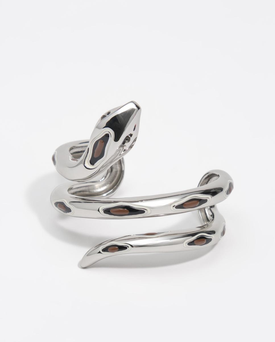 Imagen 0 de Pulsera serpiente esmalte plateada Plateado