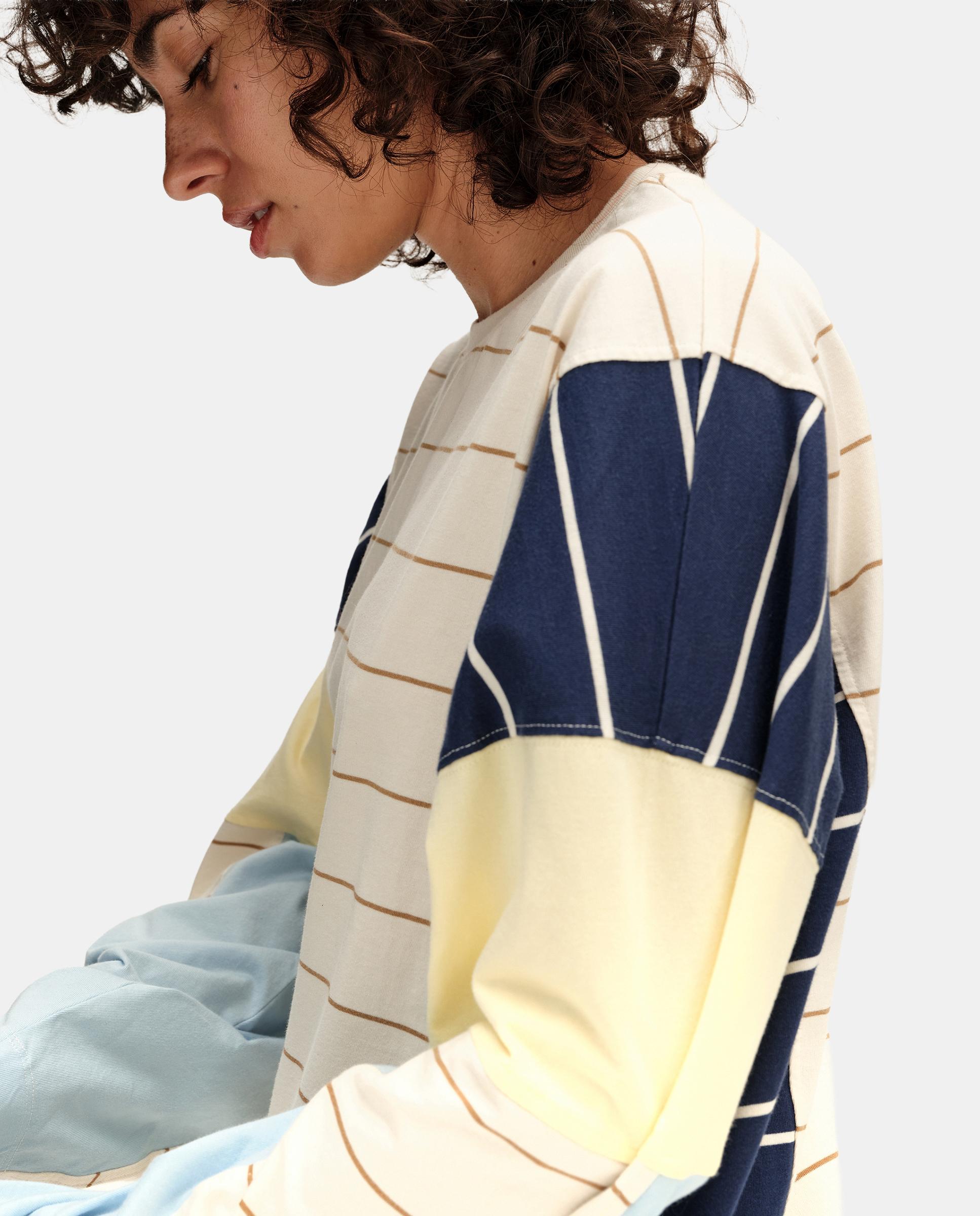 Imagen 3 de Camiseta de mujer oversize multirrayas - Bimba y Lola - Marfil Marfil