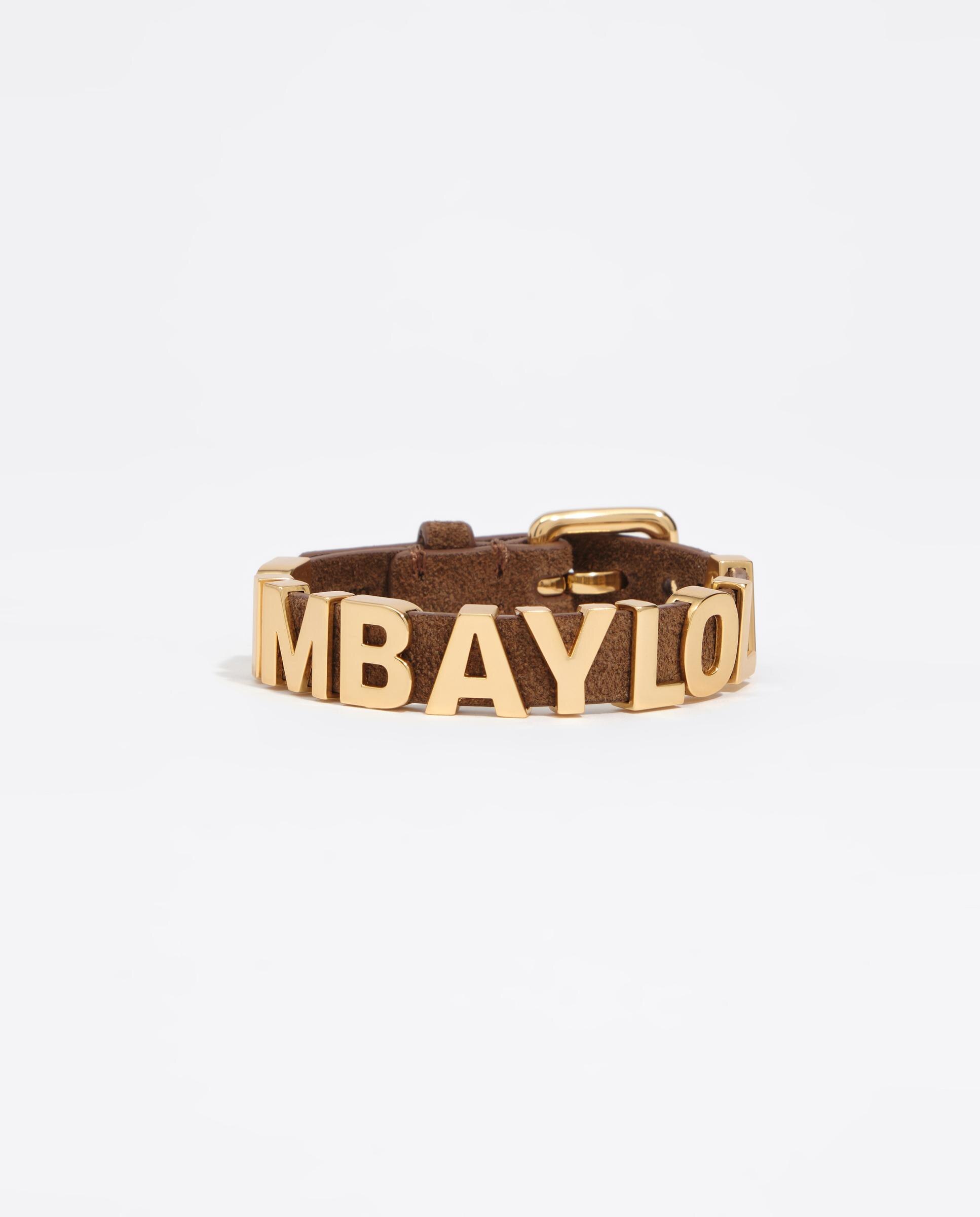 Pulsera logo dorado correa serraje - Bimba y Lola - Marrón Marrón-2