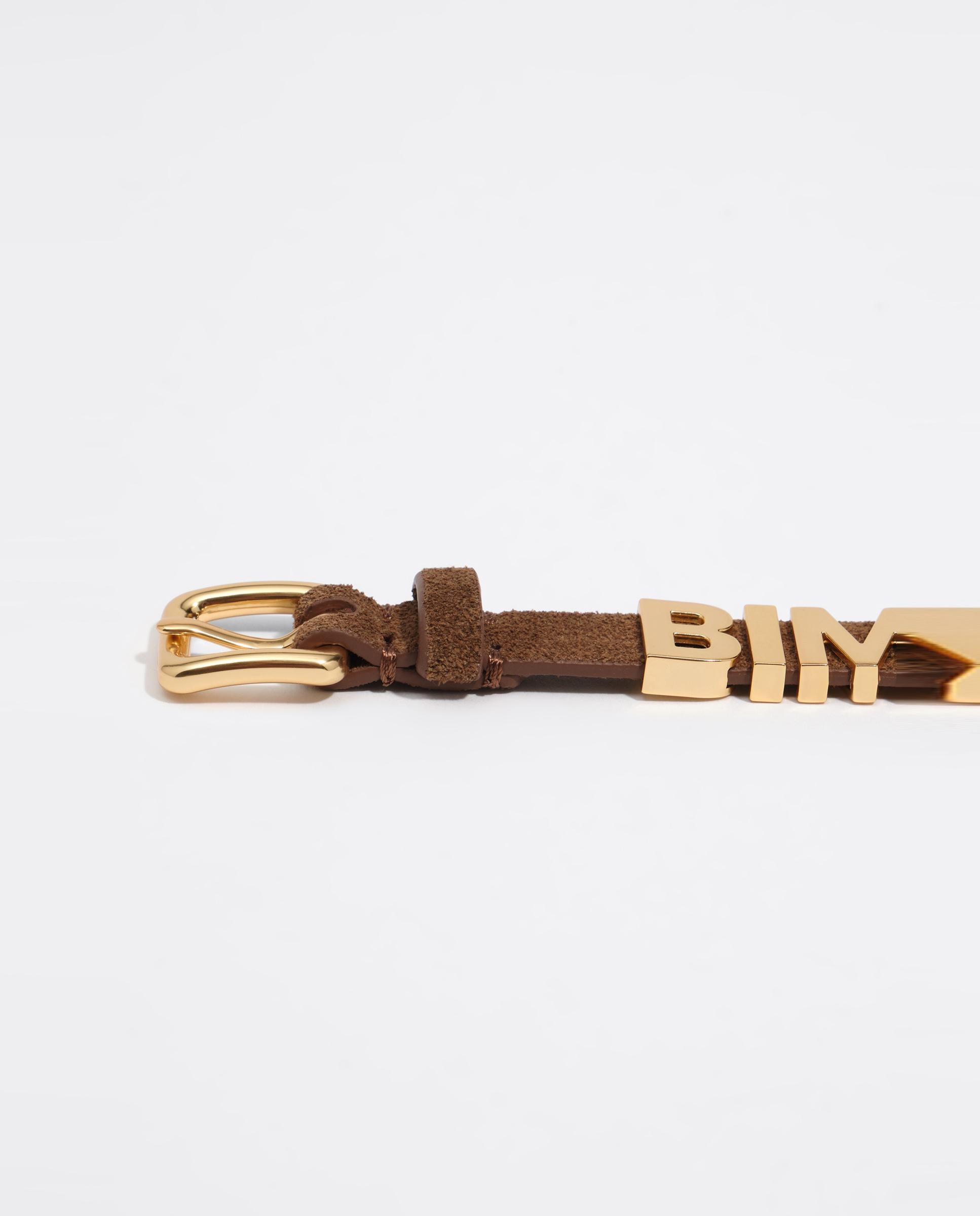 Pulsera logo dorado correa serraje - Bimba y Lola - Marrón Marrón-3
