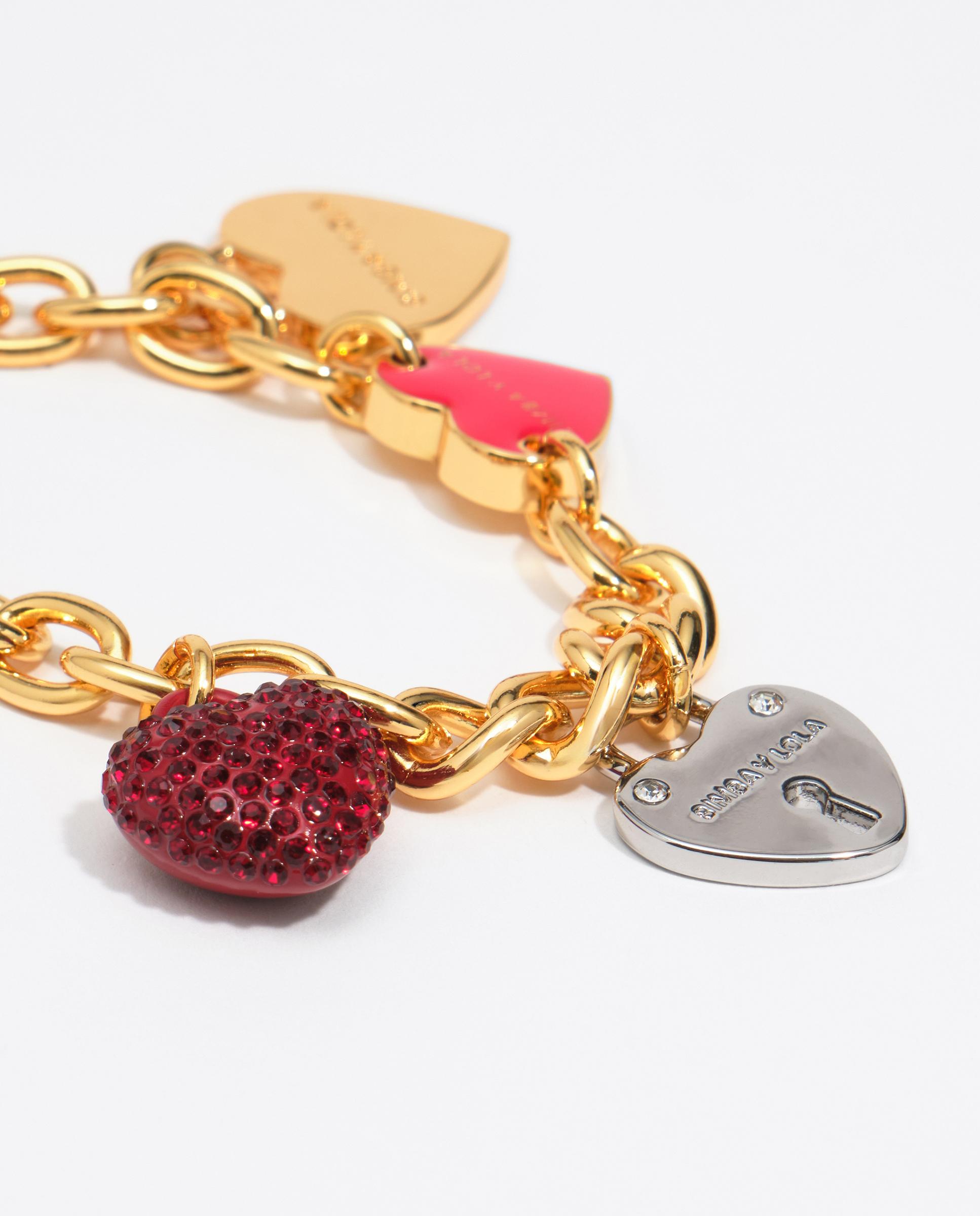 Pulseras cadena corazones cristales esmaltados logo - Bimba y Lola - Dorado Dorado-2