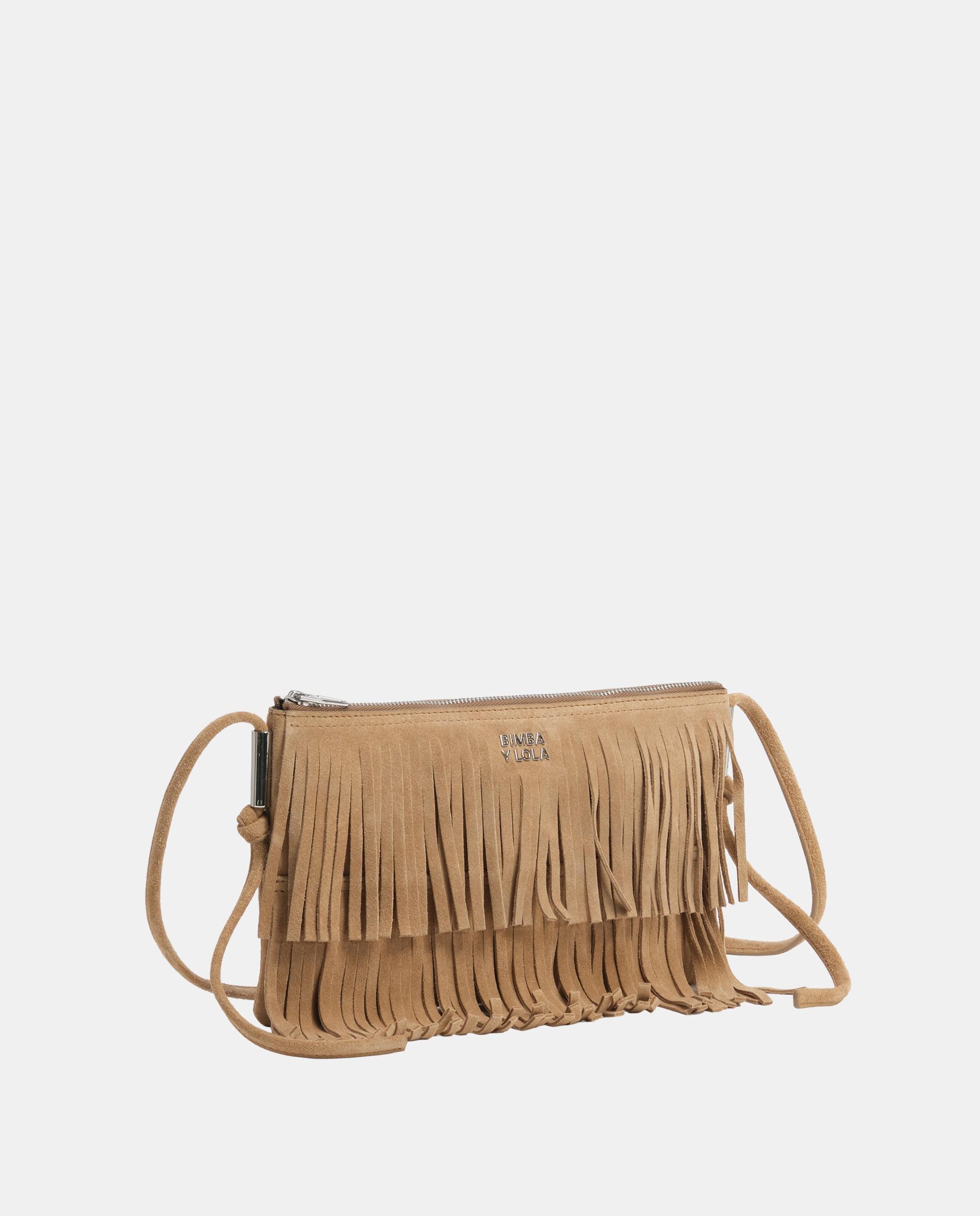 Bandolera de mujer pequeño serraje flecos - Bimba y Lola - Natural Natural-3