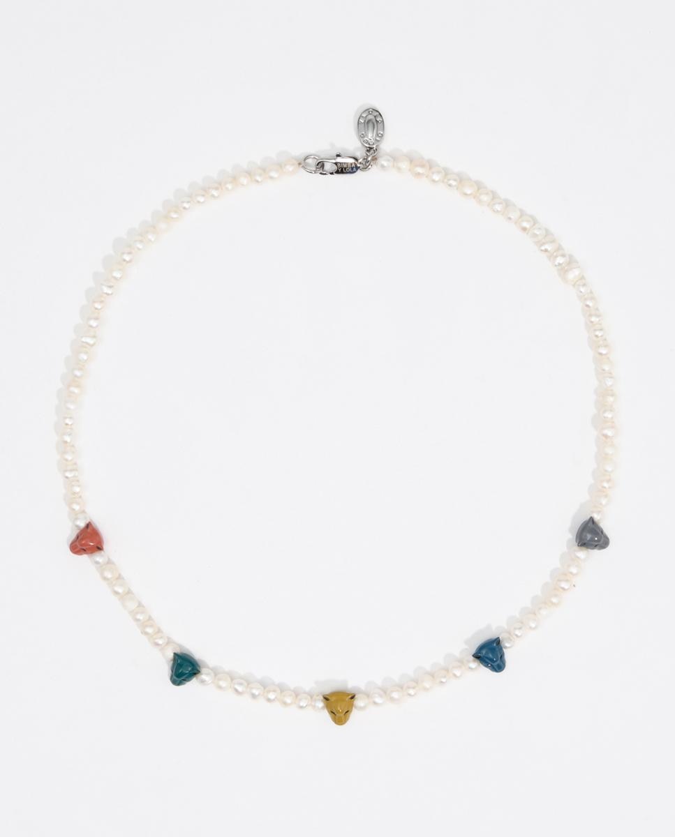 Imagen 0 de Collar perlas cabezas pantera esmaltadas Perla