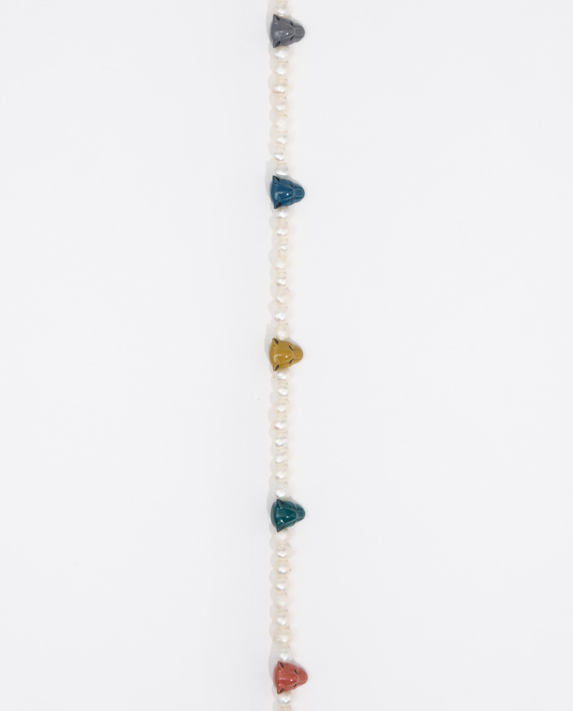 Collar perlas cabezas pantera esmaltadas - Bimba y Lola - Perla Perla-3