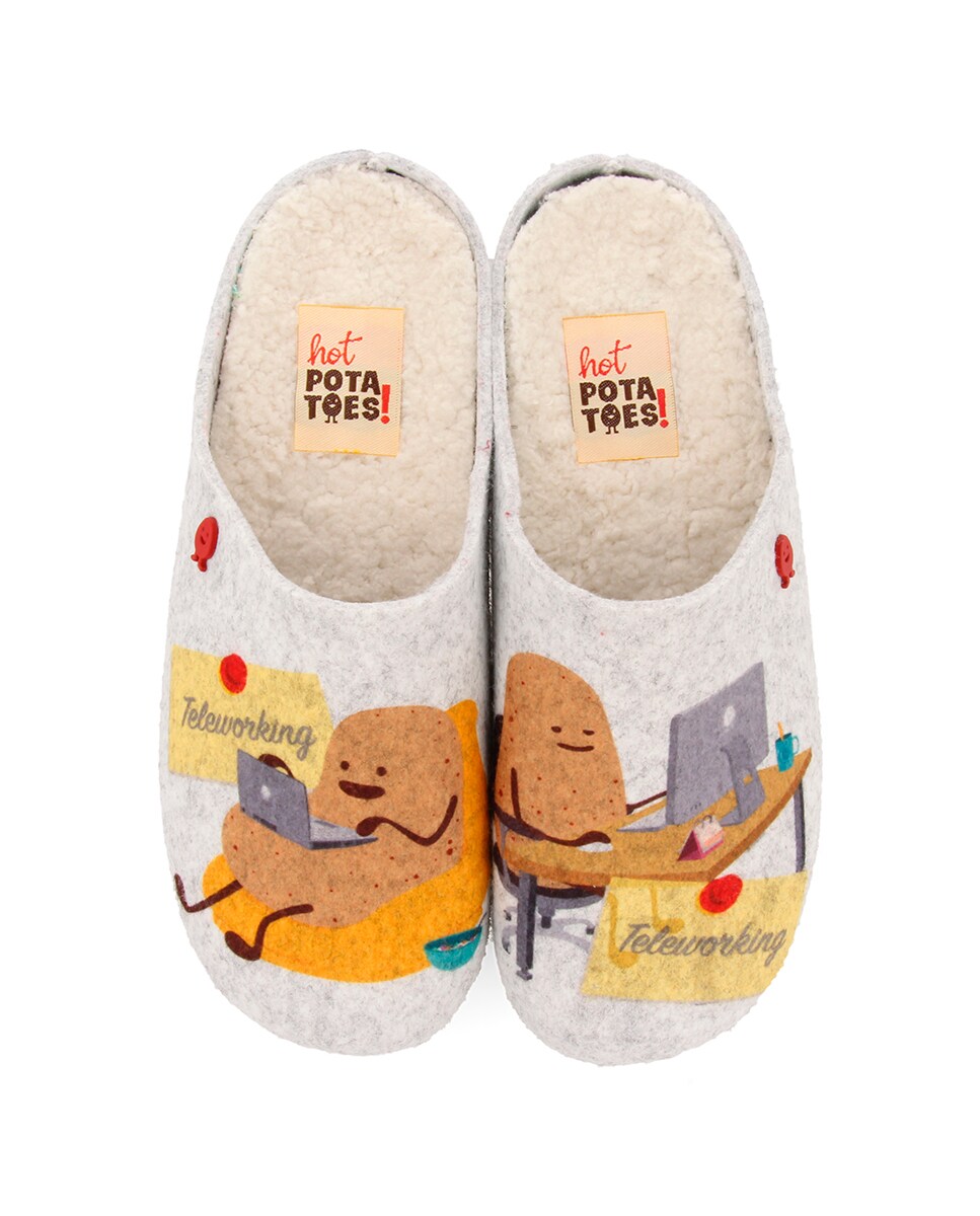 Zapatillas de casa abiertas de mujer tipo babucha con dibujo · Hot