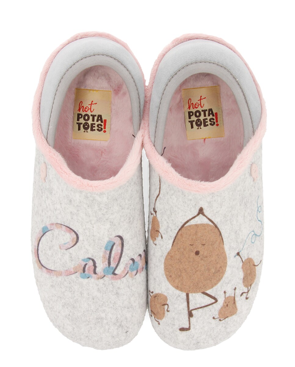 Zapatillas de casa abiertas de mujer tipo babucha con material