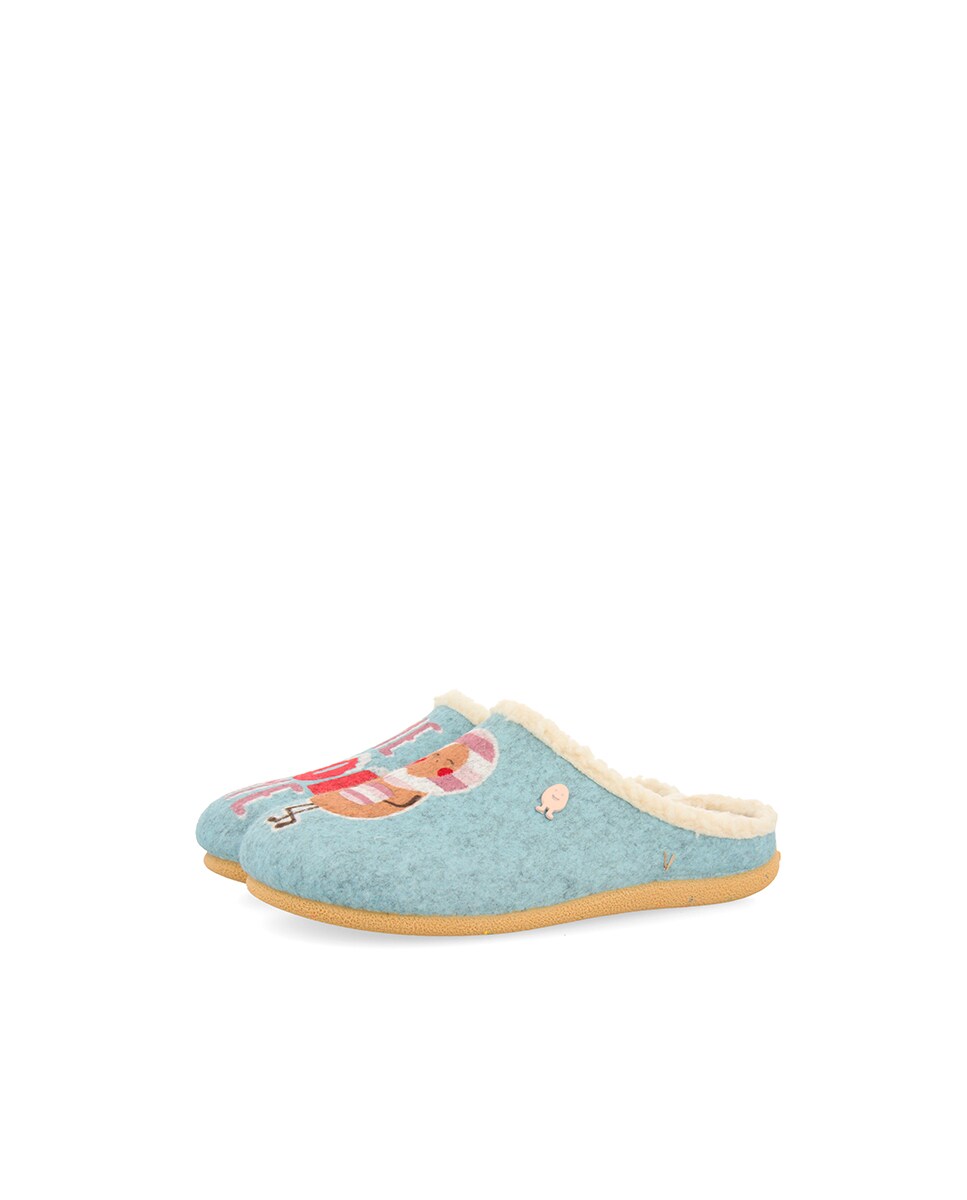 Zapatillas de casa abiertas de niña tipo babucha con dibujo