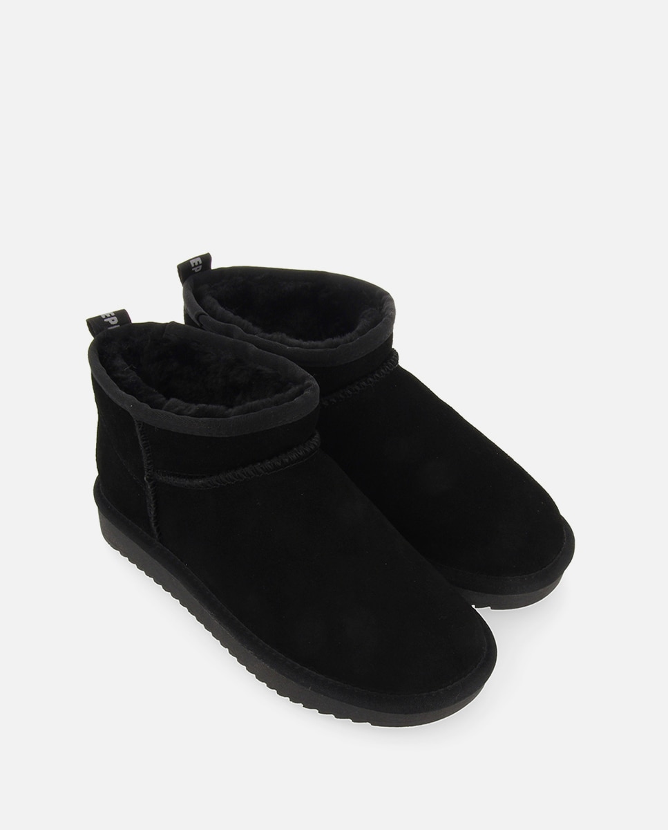 Botas de pelo de mujer tipo australianas de caña baja forradas de pelo - Negro Negro-4